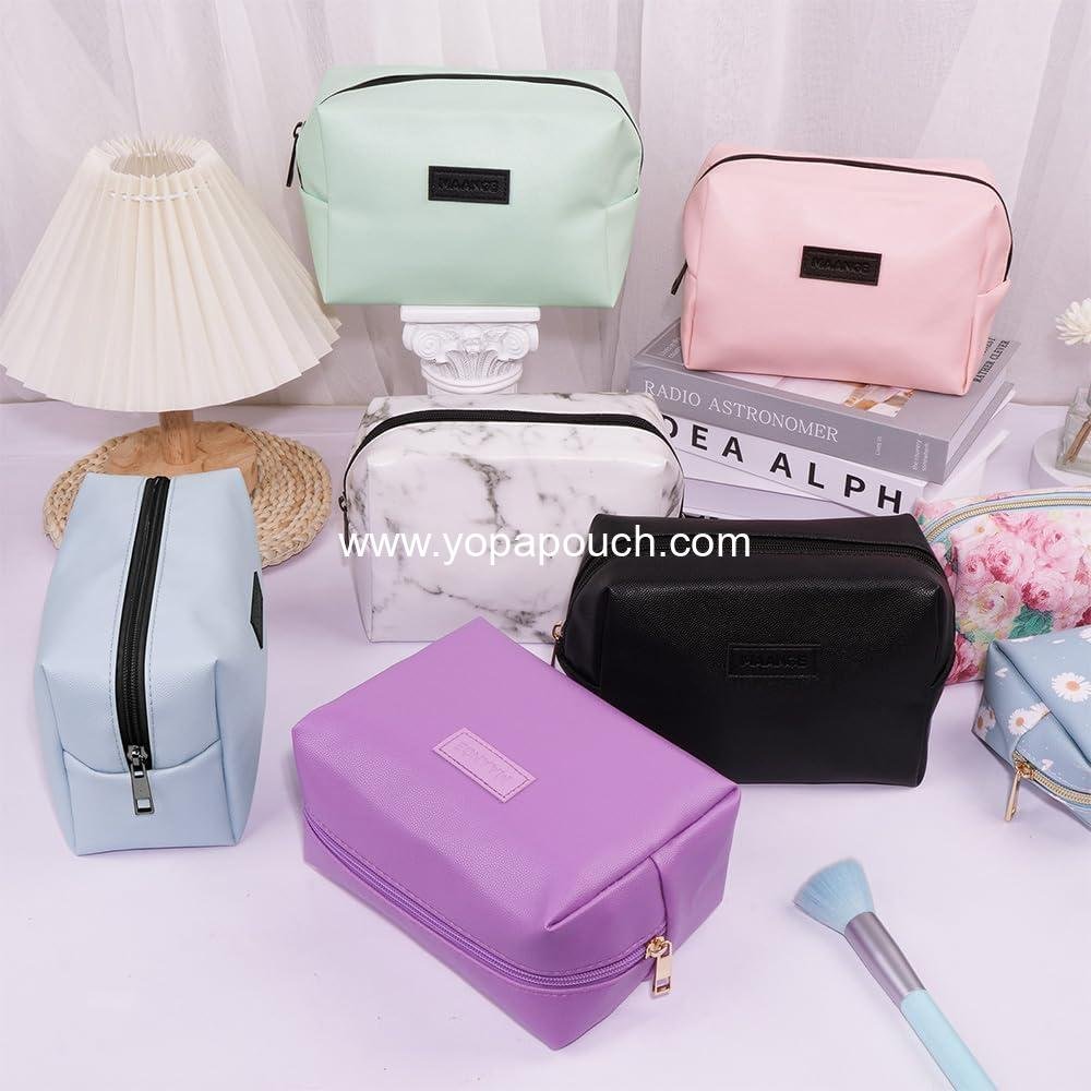 OEM Small Makeup Bag for Purse, Travel Cosmetic Pouch, Portable PU Leather Zipper Pouch for Women (Blue) - Supplier