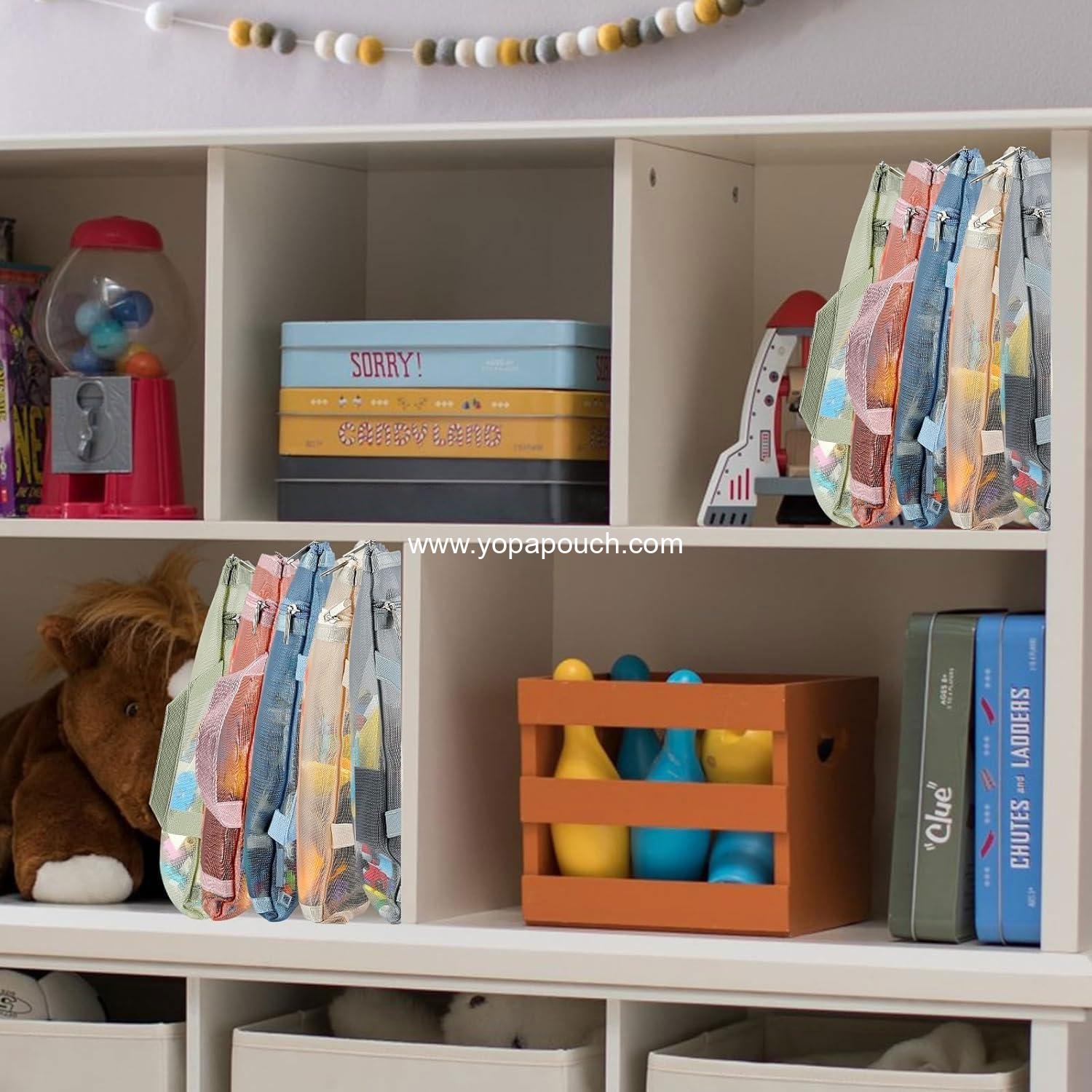 Wholesale 10 Pack Colored Mesh Zipper Pouch Bags, Double-Layer Nylon Storage for Puzzle Building Blocks, Breathable See-Through A4 Zipper Pouches with Handle for School Games - Supplier