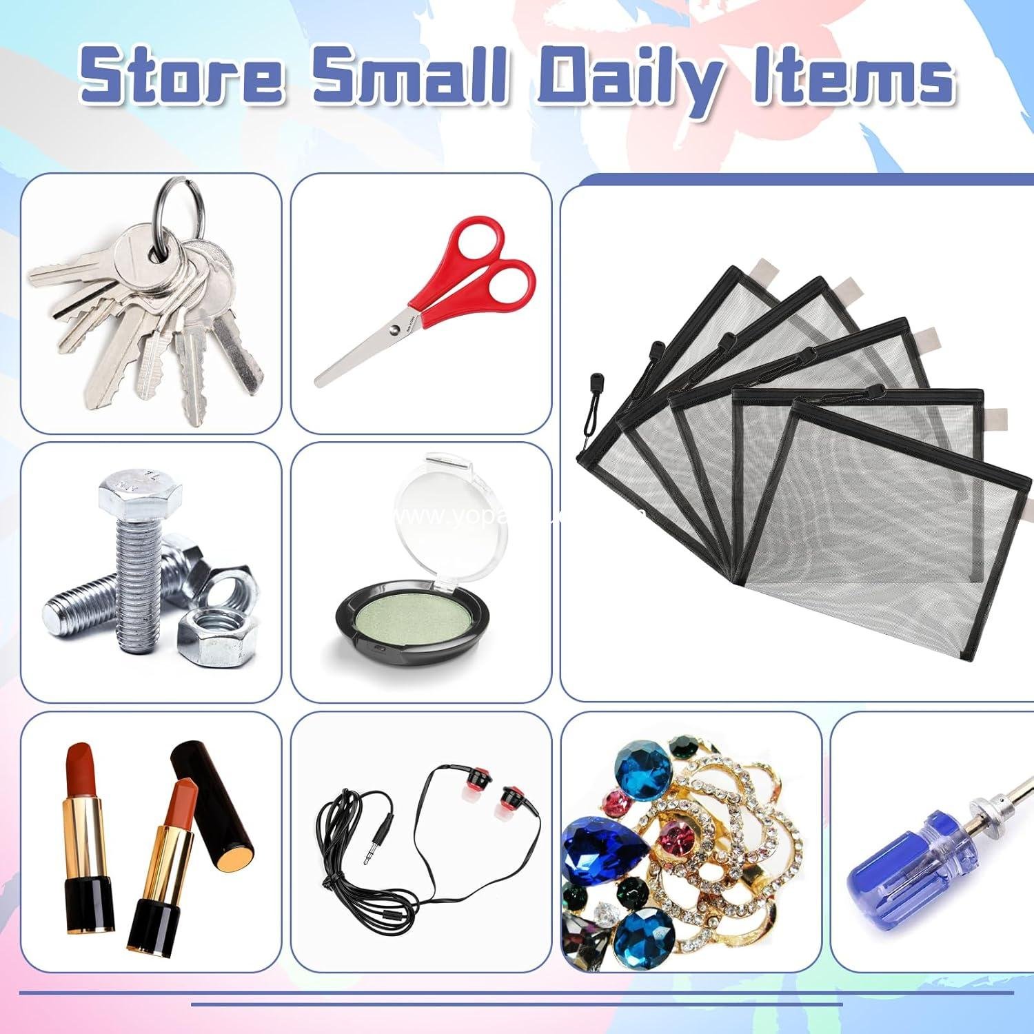 Wholesale 25 Pcs Zipper Nylon Mesh Pouch, Portable Organizing Pouches for Cosmetic Toiletry Travel Office, 9 x 7 Inches, Black Manufacturer