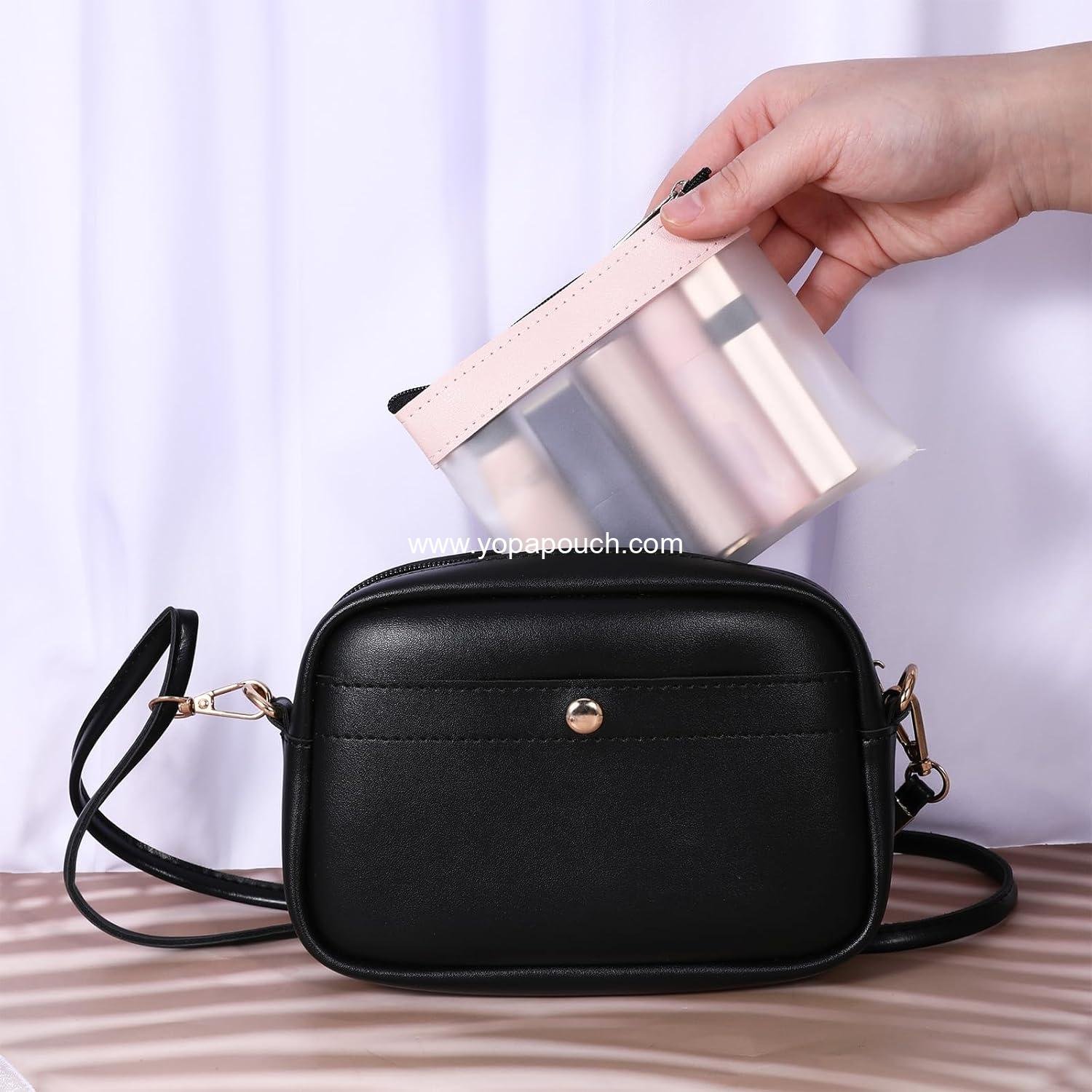 Wholesale Multicolor Strawberry Pattern Small Makeup Bag Set - 4 PCS, 4.9x4.5 Inch, Cosmetic Bags with Zipper Closure for Women, Synthetic Pouches Supplier