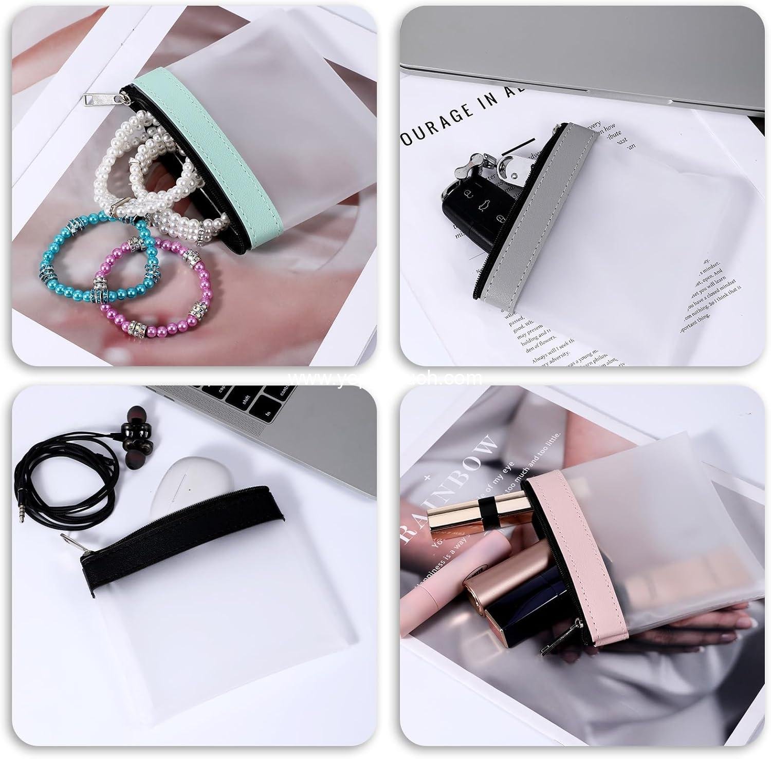 Wholesale Multicolor Strawberry Pattern Small Makeup Bag Set - 4 PCS, 4.9x4.5 Inch, Cosmetic Bags with Zipper Closure for Women, Synthetic Pouches Supplier