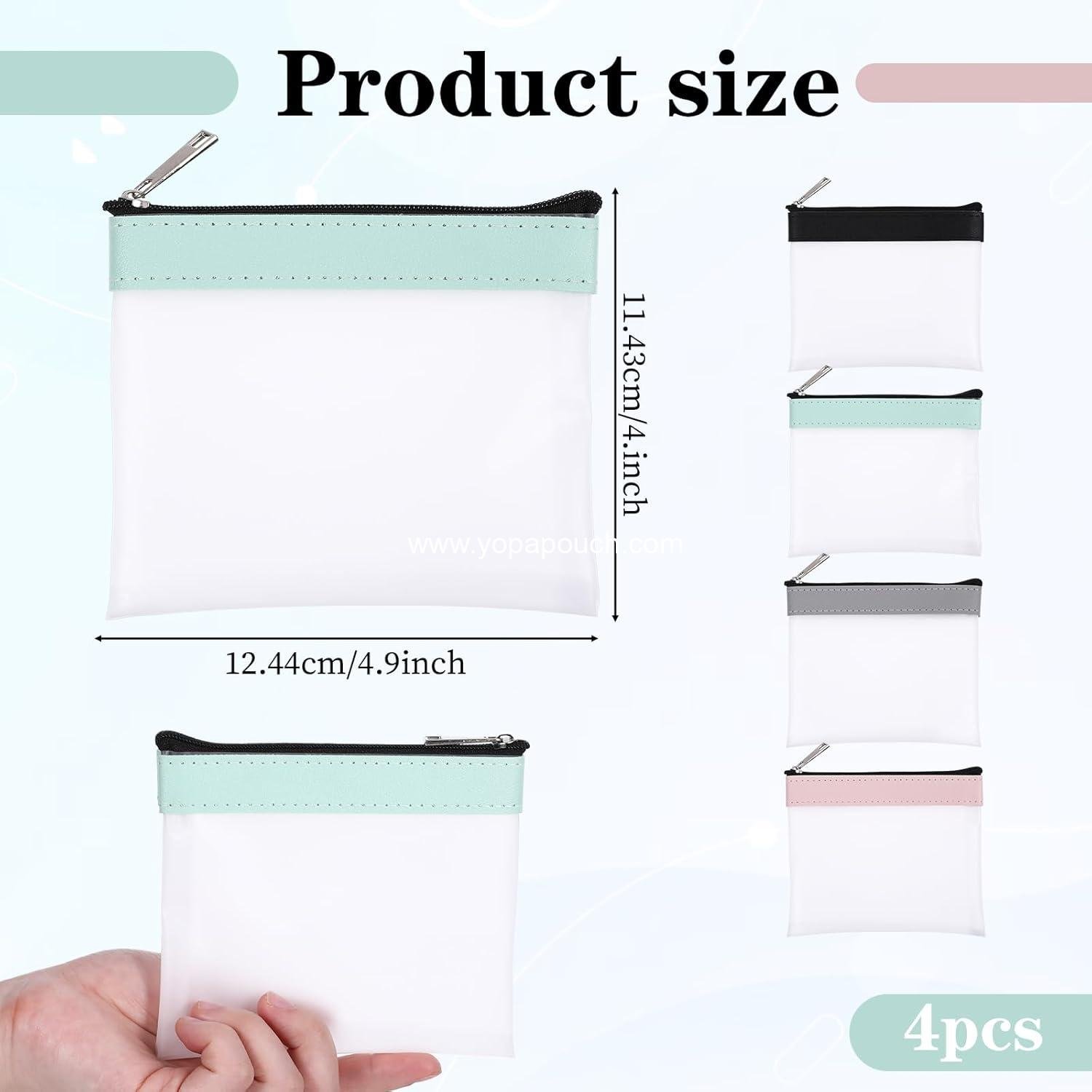 Wholesale Multicolor Strawberry Pattern Small Makeup Bag Set - 4 PCS, 4.9x4.5 Inch, Cosmetic Bags with Zipper Closure for Women, Synthetic Pouches Supplier