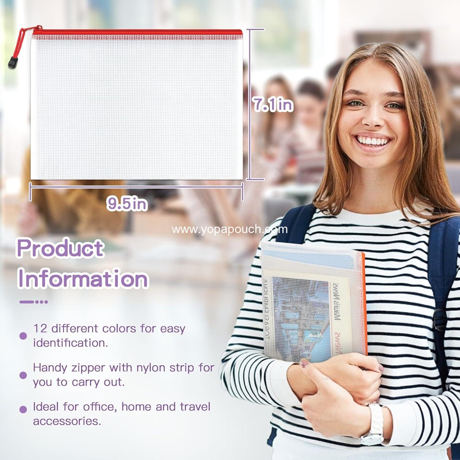 Wholesale Small Zipper Pouch, 9.5x7.1 in (12 Colors, 36 Packs) - Mesh Zipper Bags for Office Supplies and Travel Storage Supplier Wholesale Small Zipper Pouch, 9.5x7.1 in (12 Colors, 36 Packs) - Mesh Zipper Bags for Office Supplies and Travel Storage Supplier