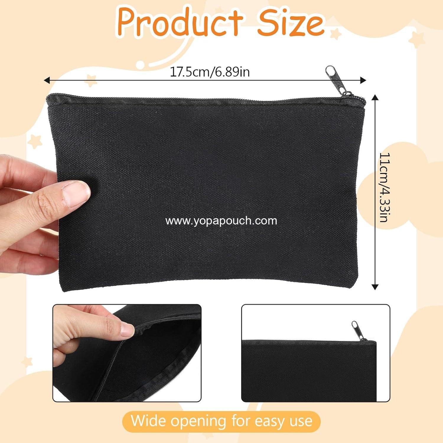 Wholesale 80 Pcs Canvas Makeup Bags - 6.89 x 4.33 Inches Bulk Blank DIY Pencil Pouches, Multi-Purpose Cosmetic, Toiletry, and Stationery Storage Supplier