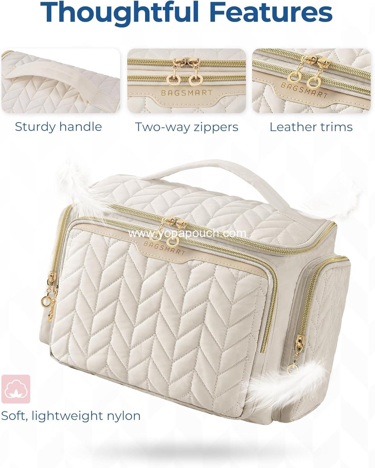 Wholesale Large Wide-Open Toiletry Bag for Travel - Makeup Cosmetic Organizer with Handle - Black Supplier