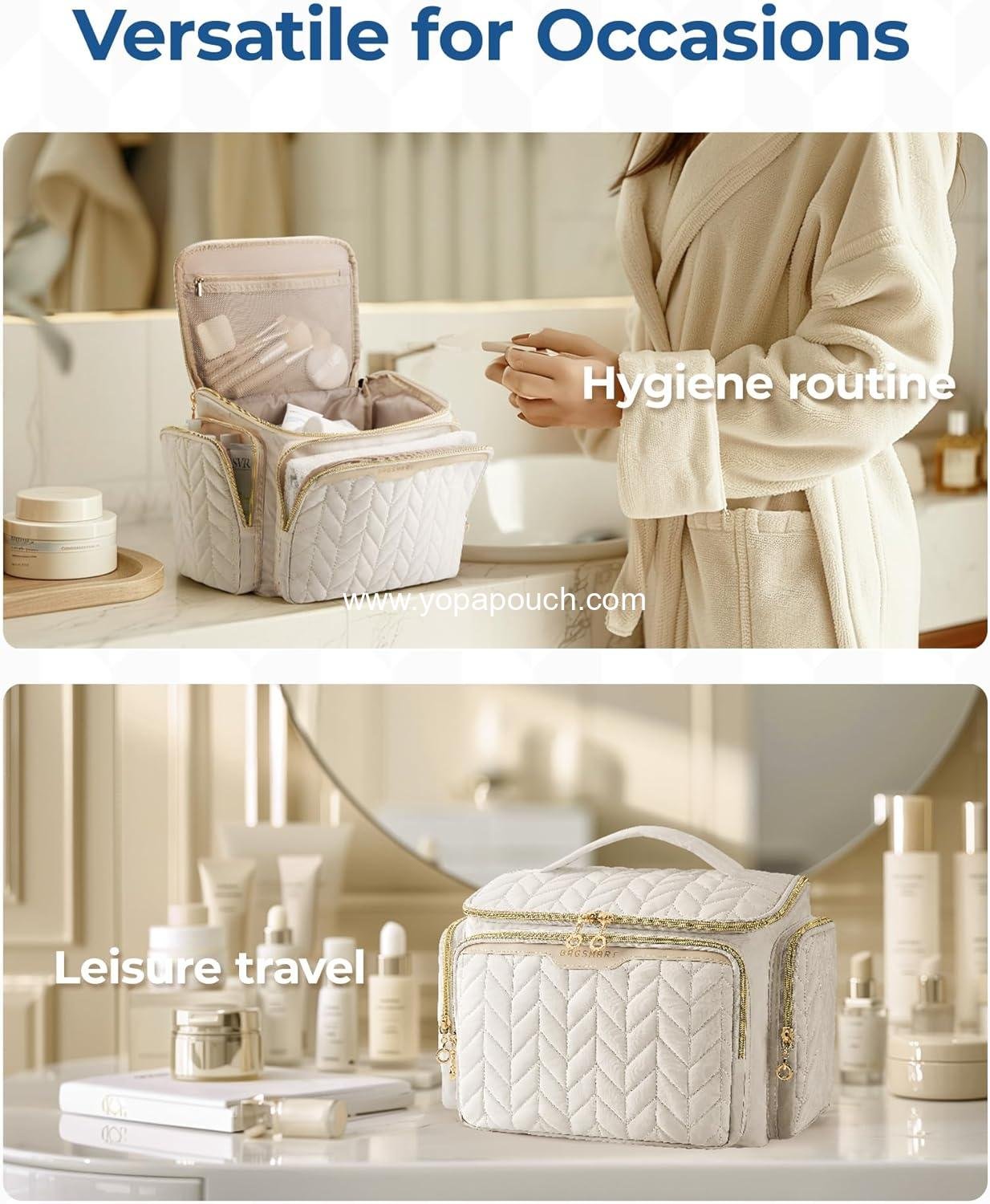 Wholesale Large Wide-Open Toiletry Bag for Travel - Makeup Cosmetic Organizer with Handle - Black Supplier