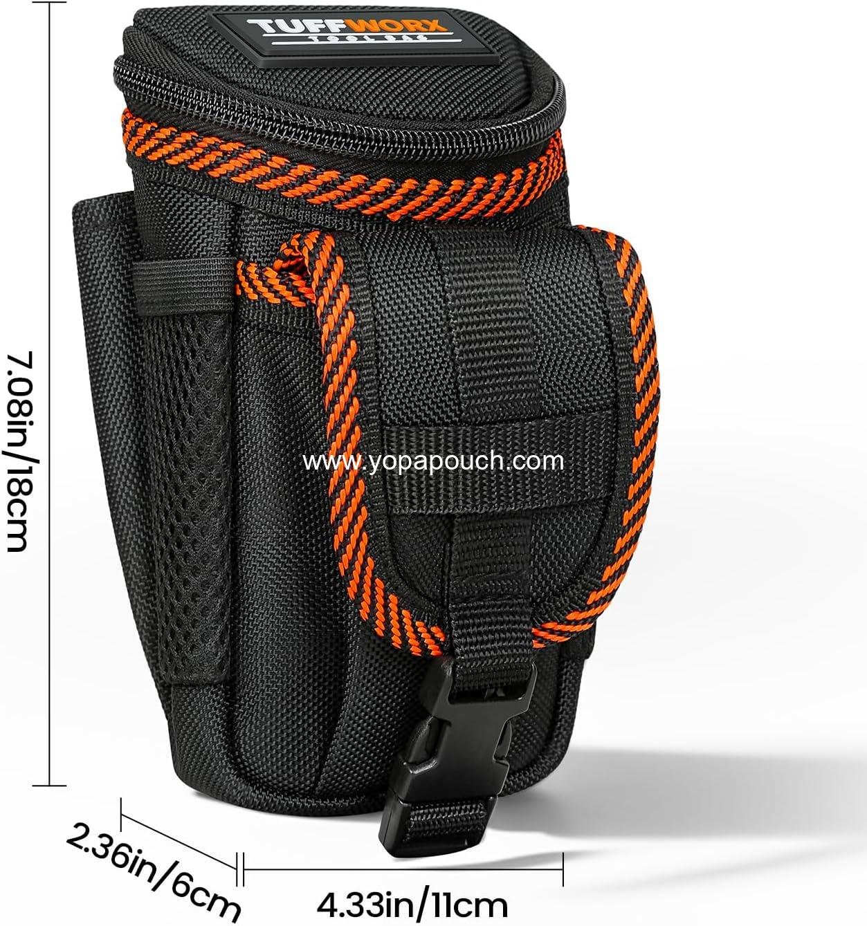Wholesale Tool Belt Pouch Heavy Duty Utility Holder with Mesh Pocket Black and Orange Factory
