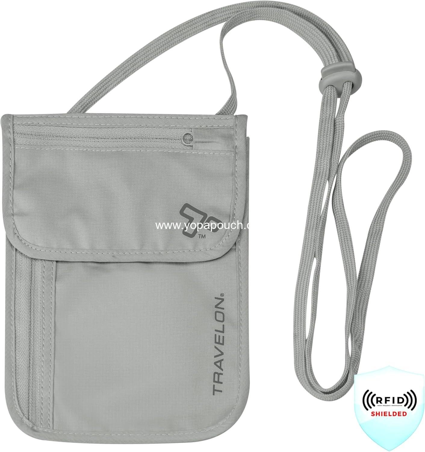 Wholesale RFID Blocking Undergarment Neck Pouch Travel Wallet, Gray, One Size - Supplier