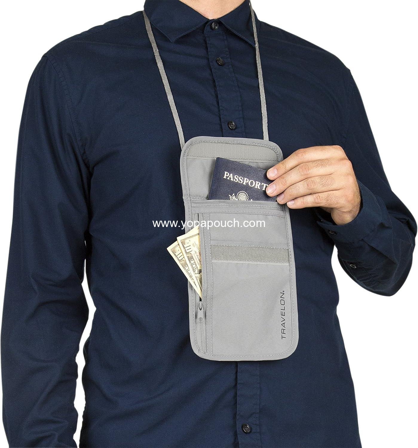 Wholesale RFID Blocking Undergarment Neck Pouch Travel Wallet, Gray, One Size - Supplier