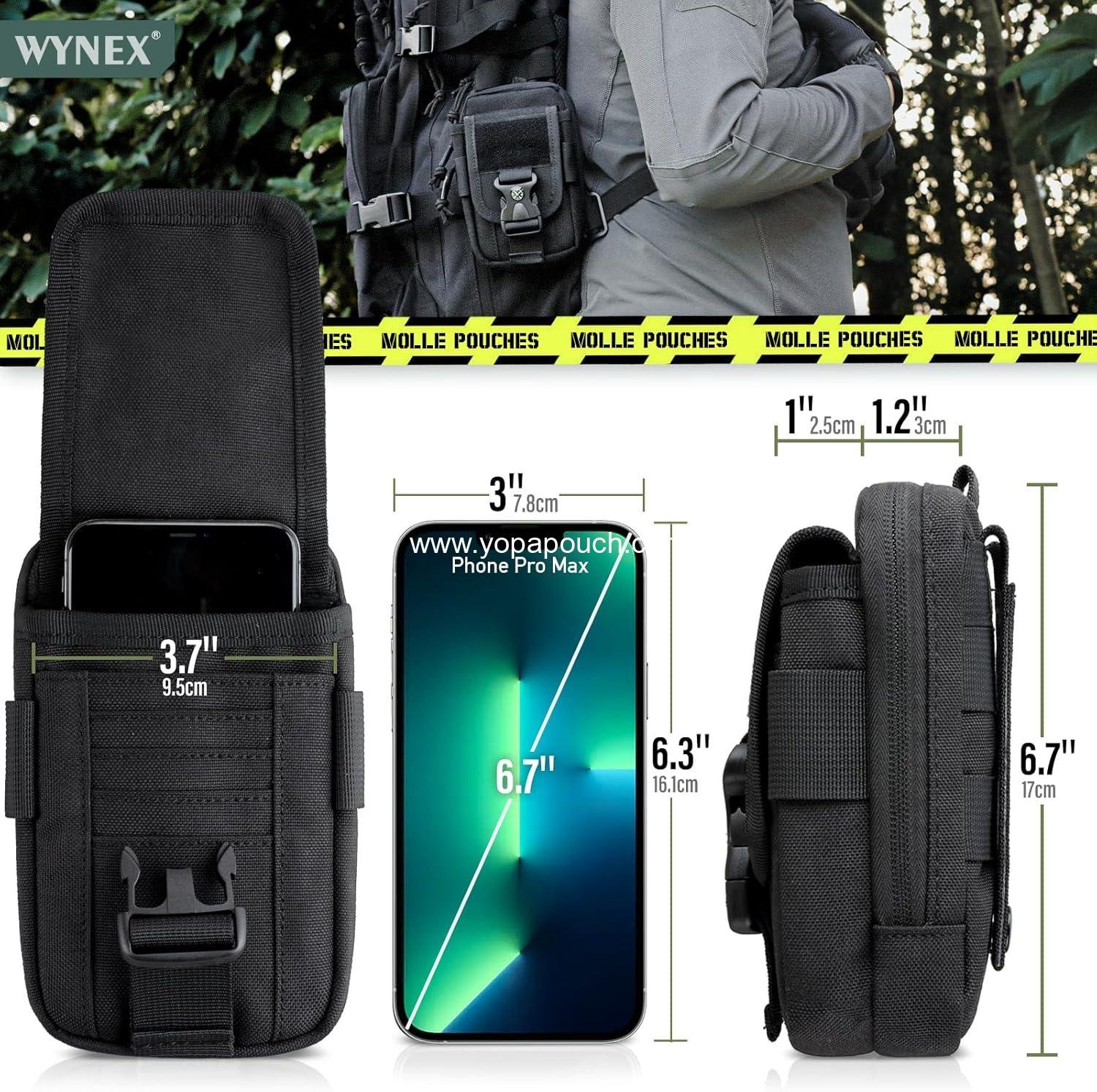 Wholesale Tactical Compass Phone Pouch Large Molle Smartphone Holster Double Capacity Utility EDC Pouch with Compass Buckle and Carabiner Supplier Wholesale Tactical Compass Phone Pouch Large Molle Smartphone Holster Double Capacity Utility EDC Pouch with Compass Buckle and Carabiner Supplier