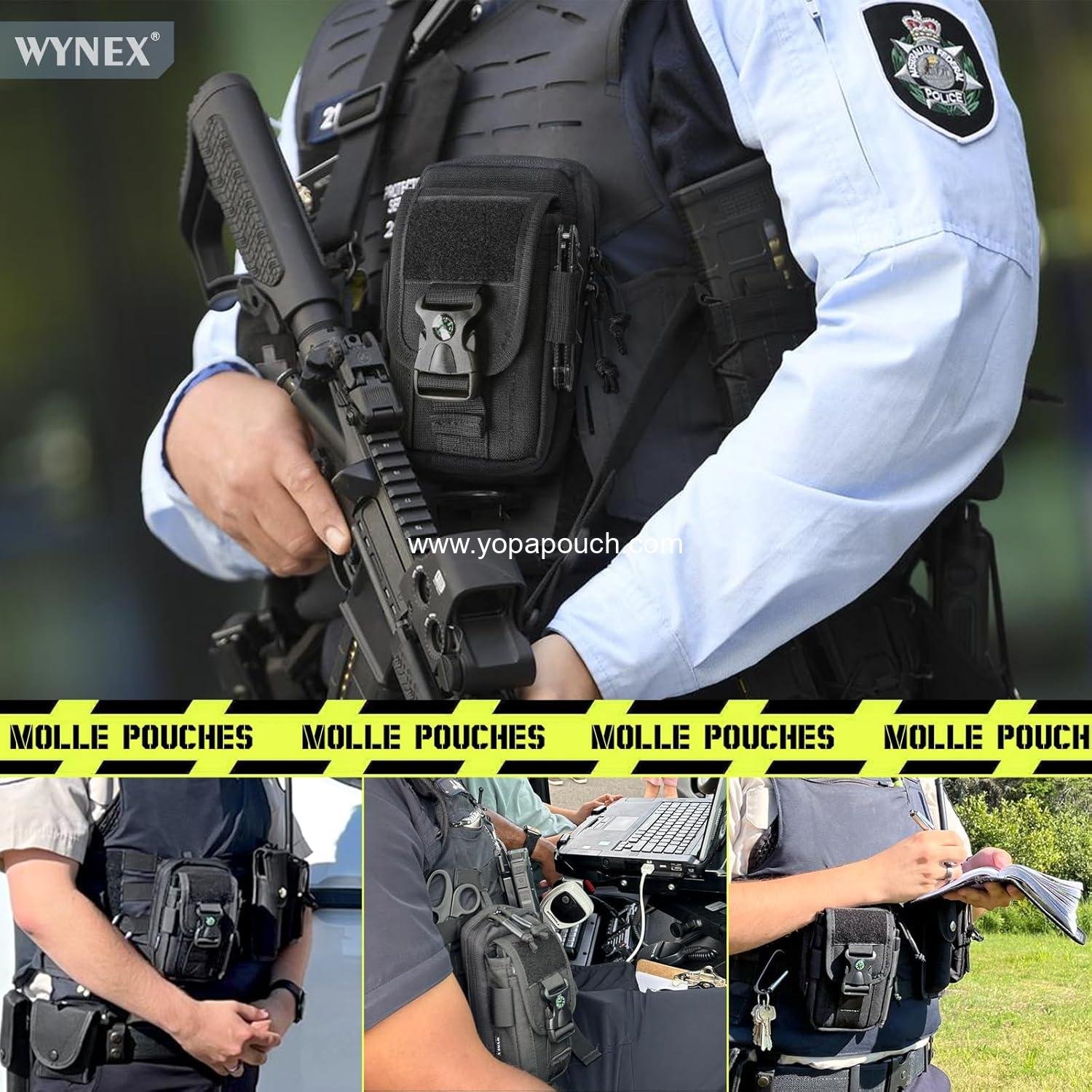 Wholesale Tactical Compass Phone Pouch Large Molle Smartphone Holster Double Capacity Utility EDC Pouch with Compass Buckle and Carabiner Supplier Wholesale Tactical Compass Phone Pouch Large Molle Smartphone Holster Double Capacity Utility EDC Pouch with Compass Buckle and Carabiner Supplier