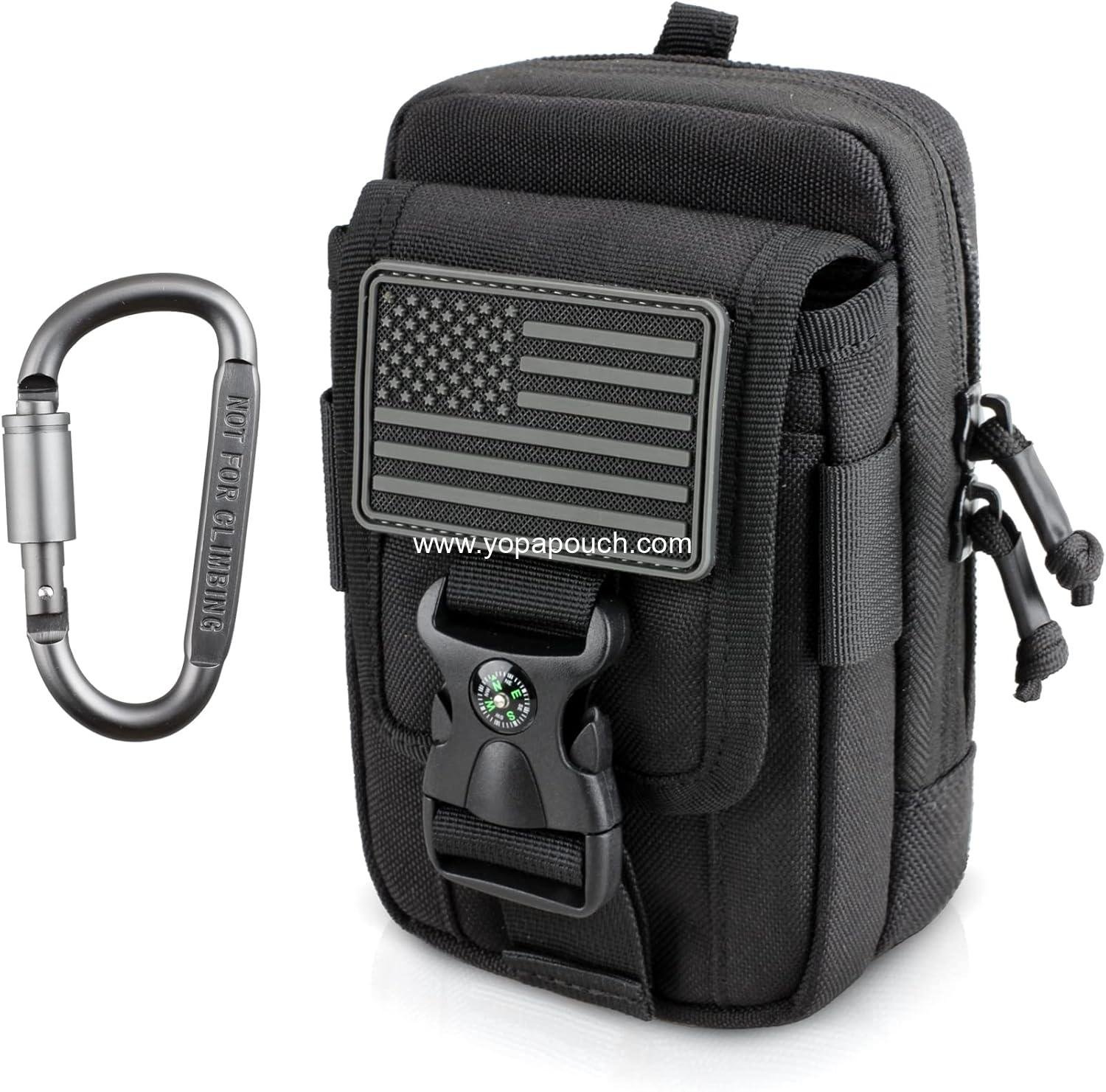 WYNEX Tactical Compass Phone Pouch, Large Molle Smartphone Holster Case Double Capacity Small Utility EDC Pouch with Compass Buckle and Carabiner