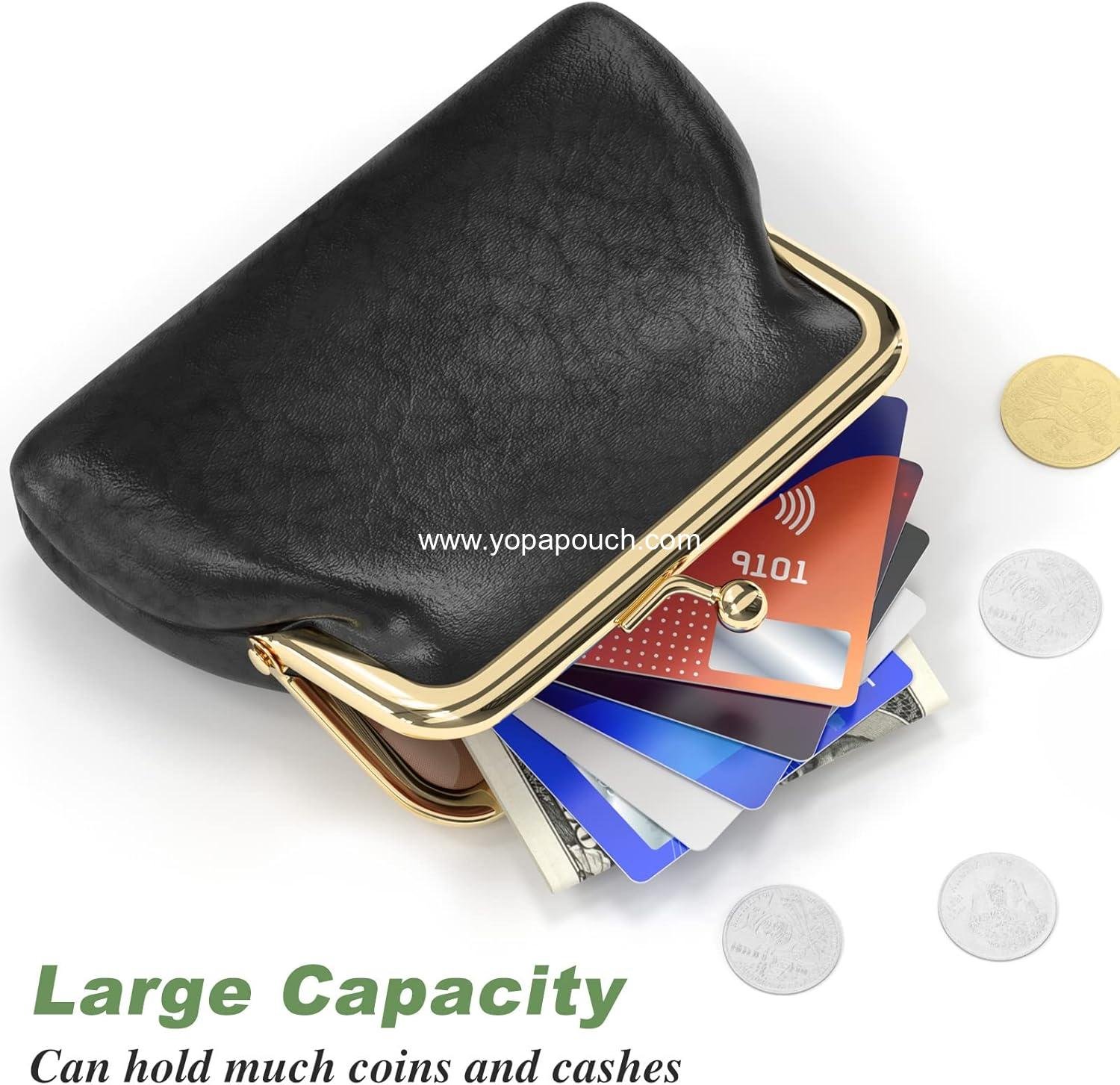 Wholesale Small PU Leather Coin Purse with Clasp, Change Wallet for Women, Men, Kids, and Girls, Black - Supplier