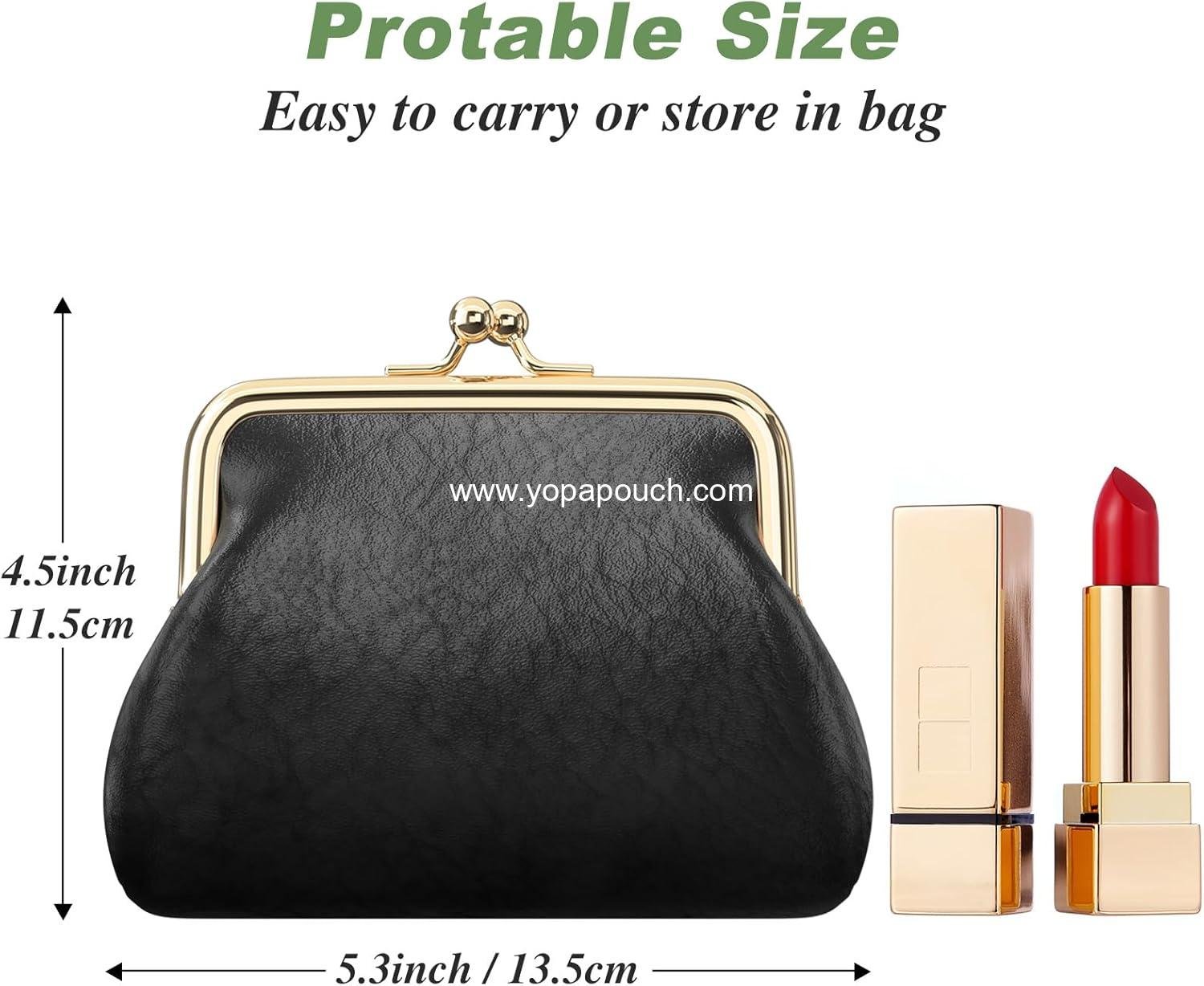 Wholesale Small PU Leather Coin Purse with Clasp, Change Wallet for Women, Men, Kids, and Girls, Black - Supplier