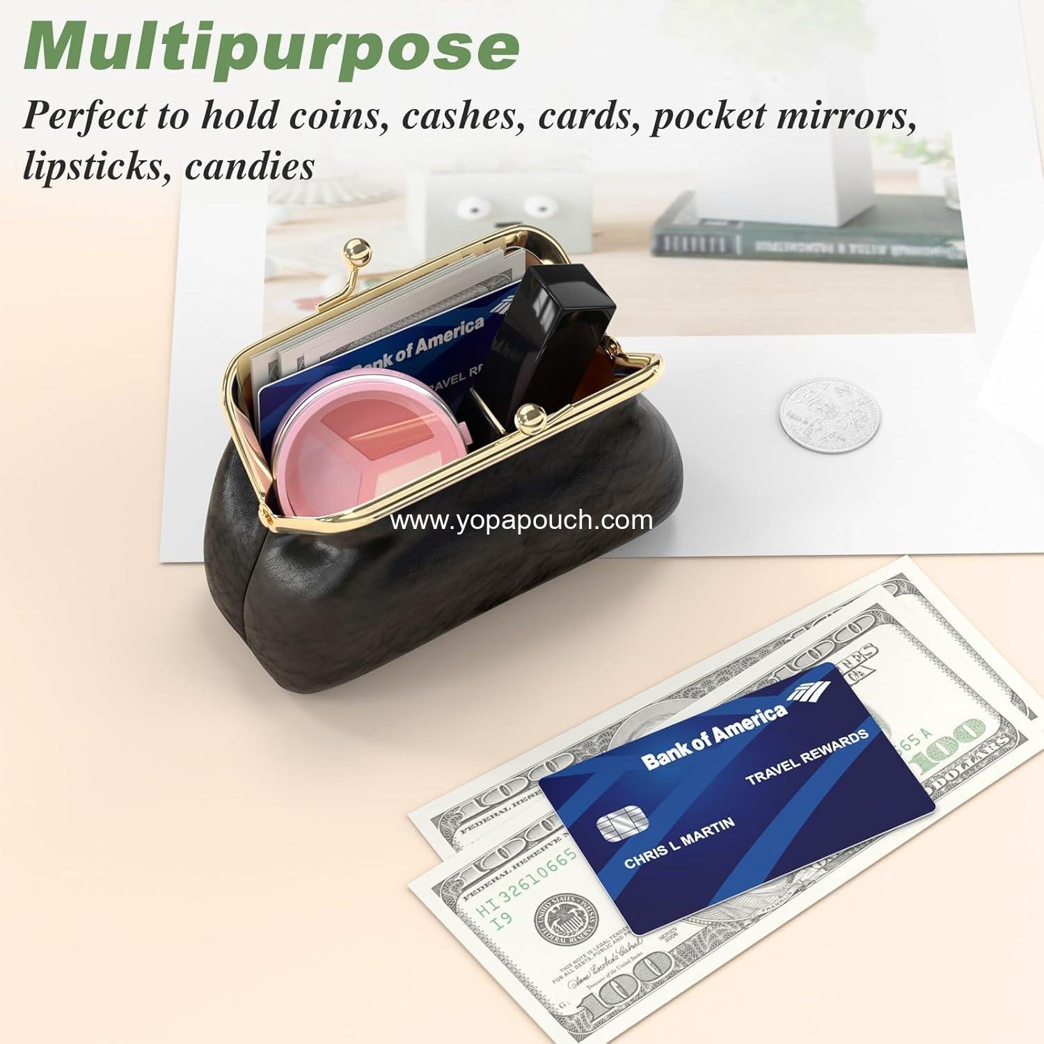 Wholesale Small PU Leather Coin Purse with Clasp, Change Wallet for Women, Men, Kids, and Girls, Black - Supplier