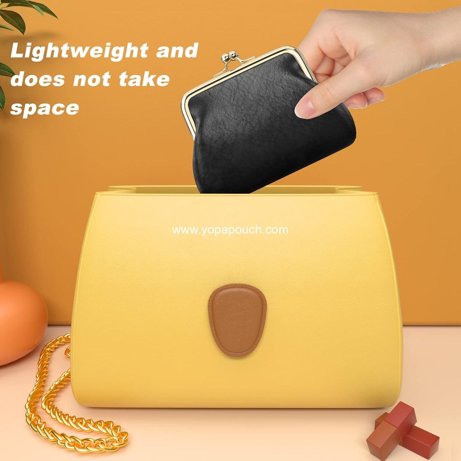 Wholesale Small PU Leather Coin Purse with Clasp, Change Wallet for Women, Men, Kids, and Girls, Black - Supplier