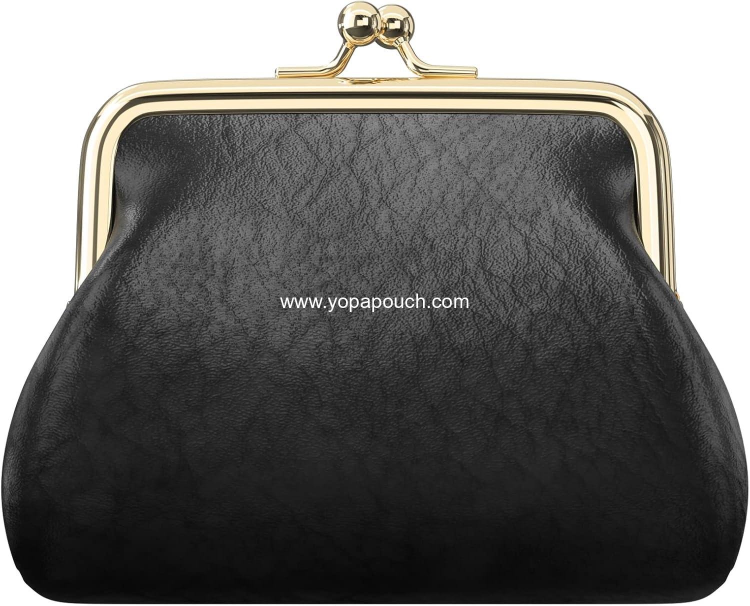 Coin Purse, Small PU Leather Change Purse, Coin Wallet with Clasp, Car Change Holder Pouch for Woman Men Kids Girls, Black