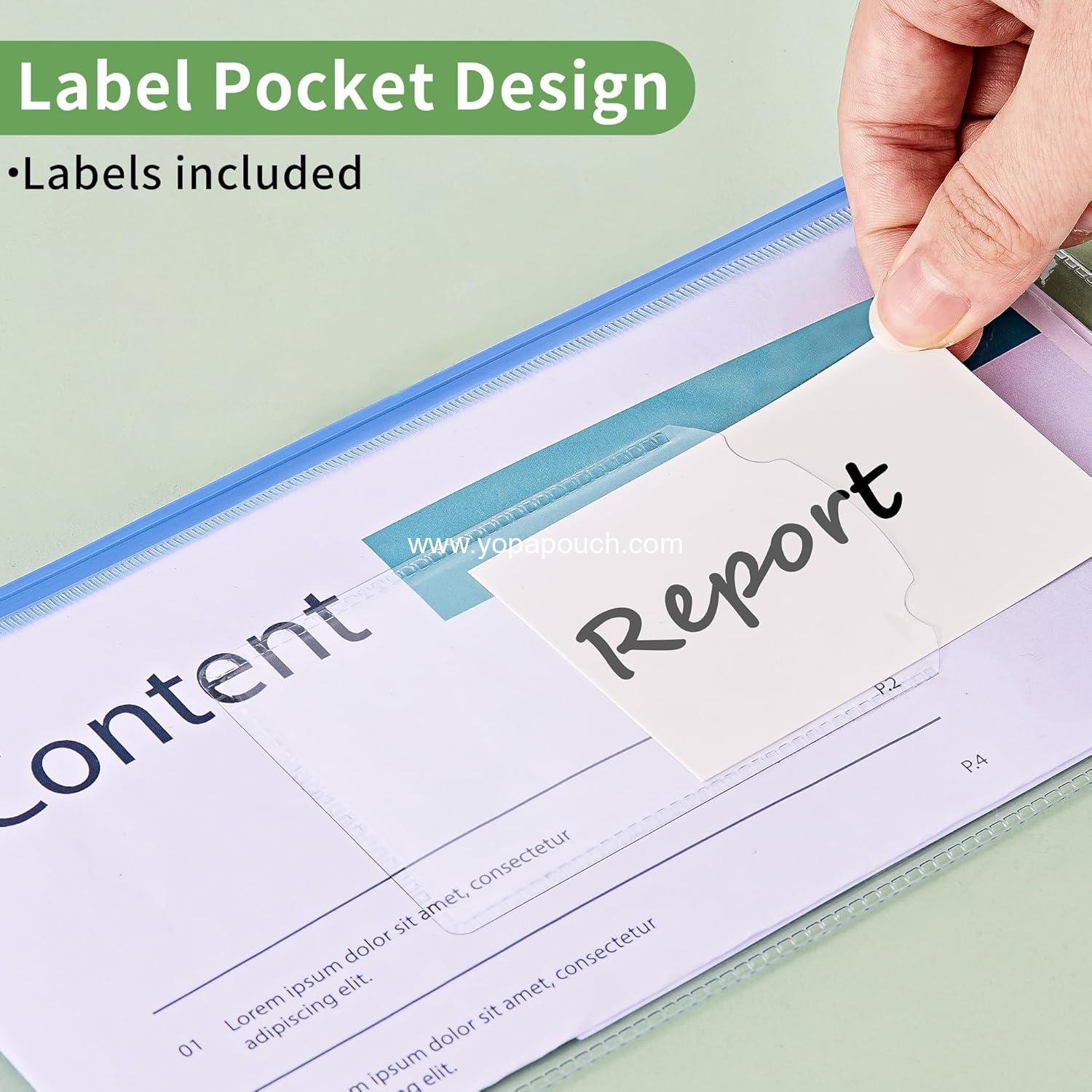 Wholesale 10 Pcs Poly Zip Envelopes A6 Size (9 x 4.7 in) Plastic Zipper Pouches with Label Pocket, 10 Colors, Reusable Clear Pencil Bags for School and Office Supplies - Supplier