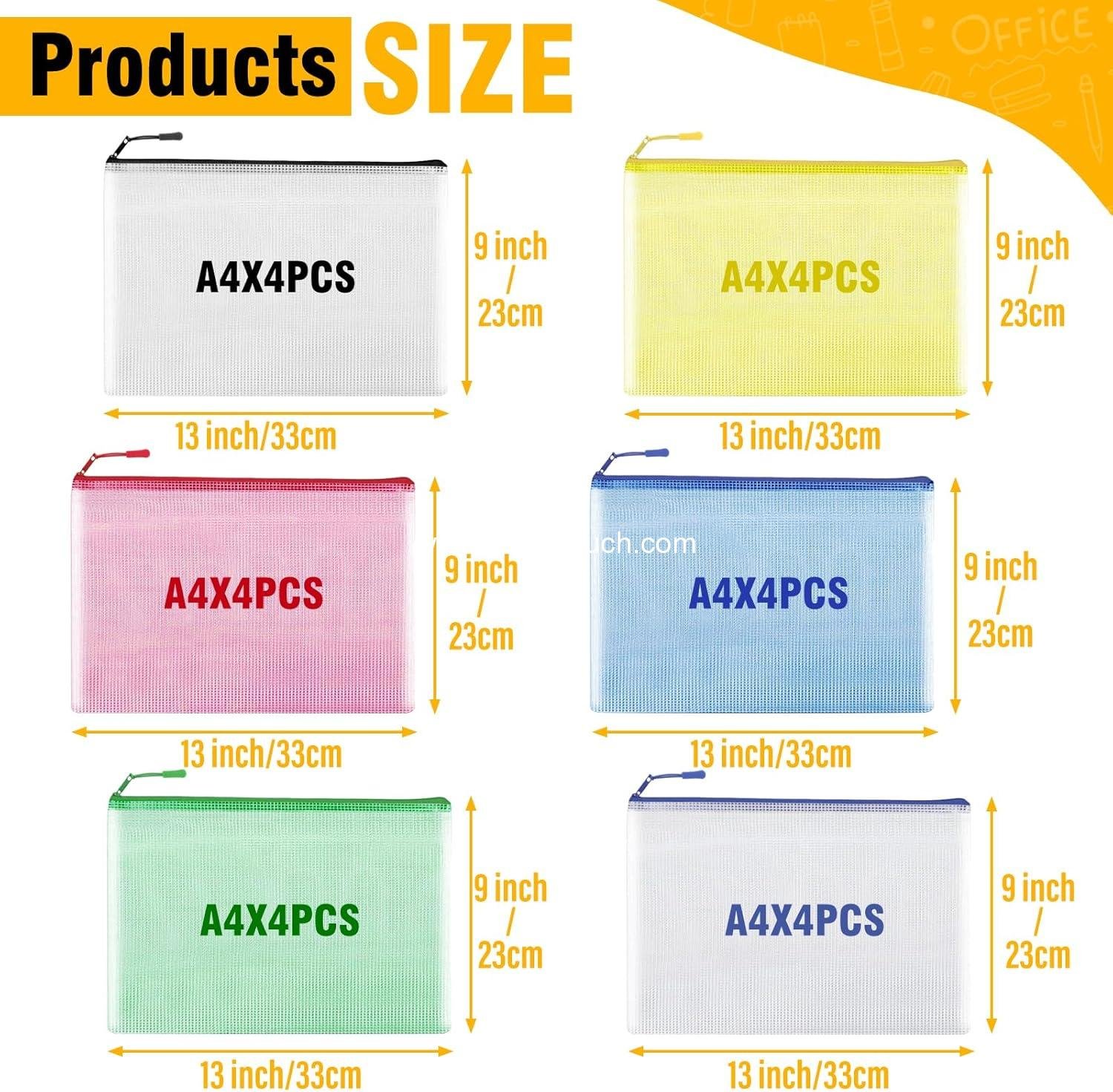 Wholesale 24pcs Mesh Zipper Pouch Bags A4 for Classroom Organization, Board Game & Puzzle Storage, Toys, Cosmetics, and Travel File Bags - Supplier