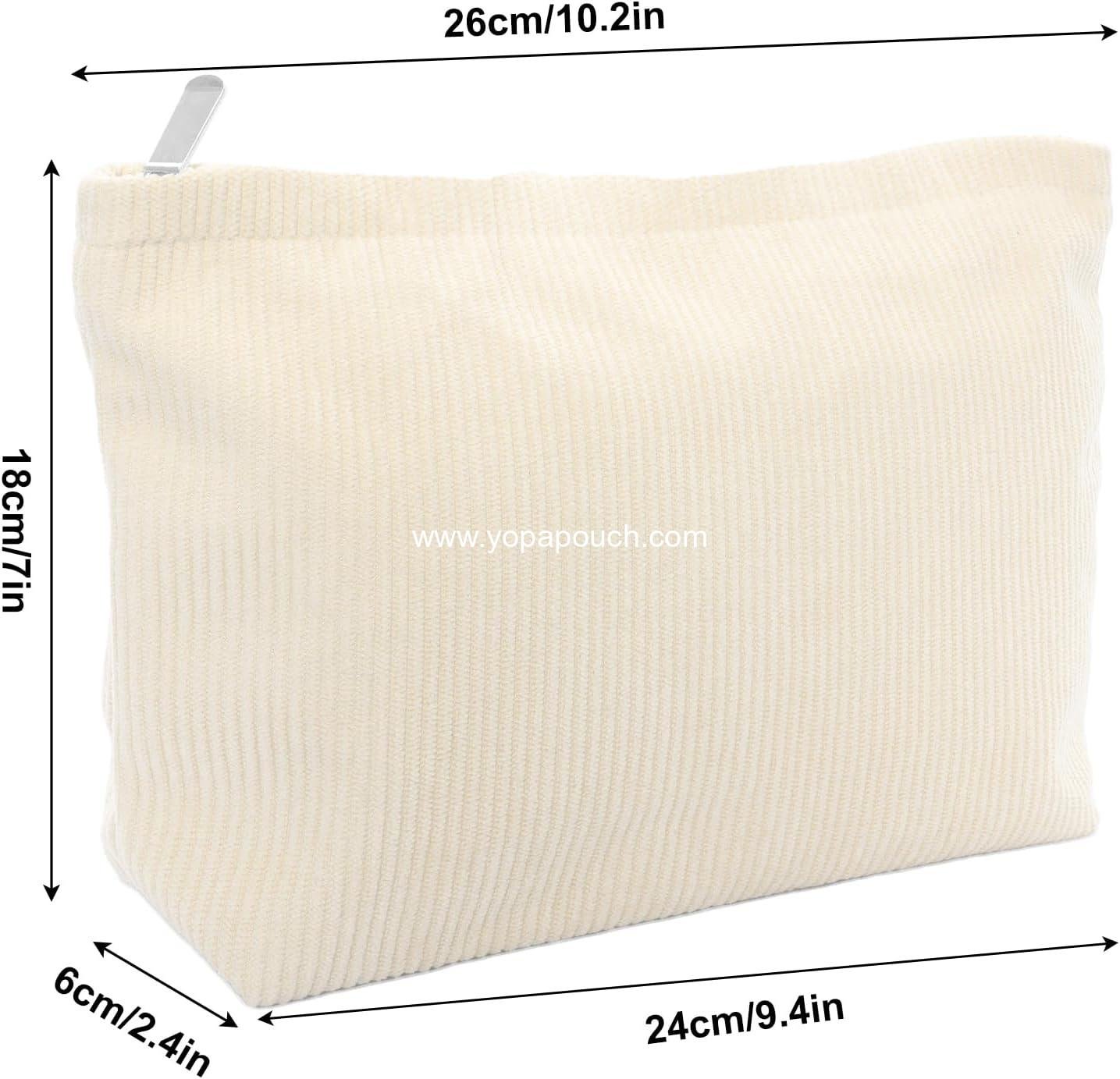 Wholesale Large Capacity Makeup Bag for Women - Corduroy Travel Toiletry Pouch, Zipper Purse Organizer, OEM