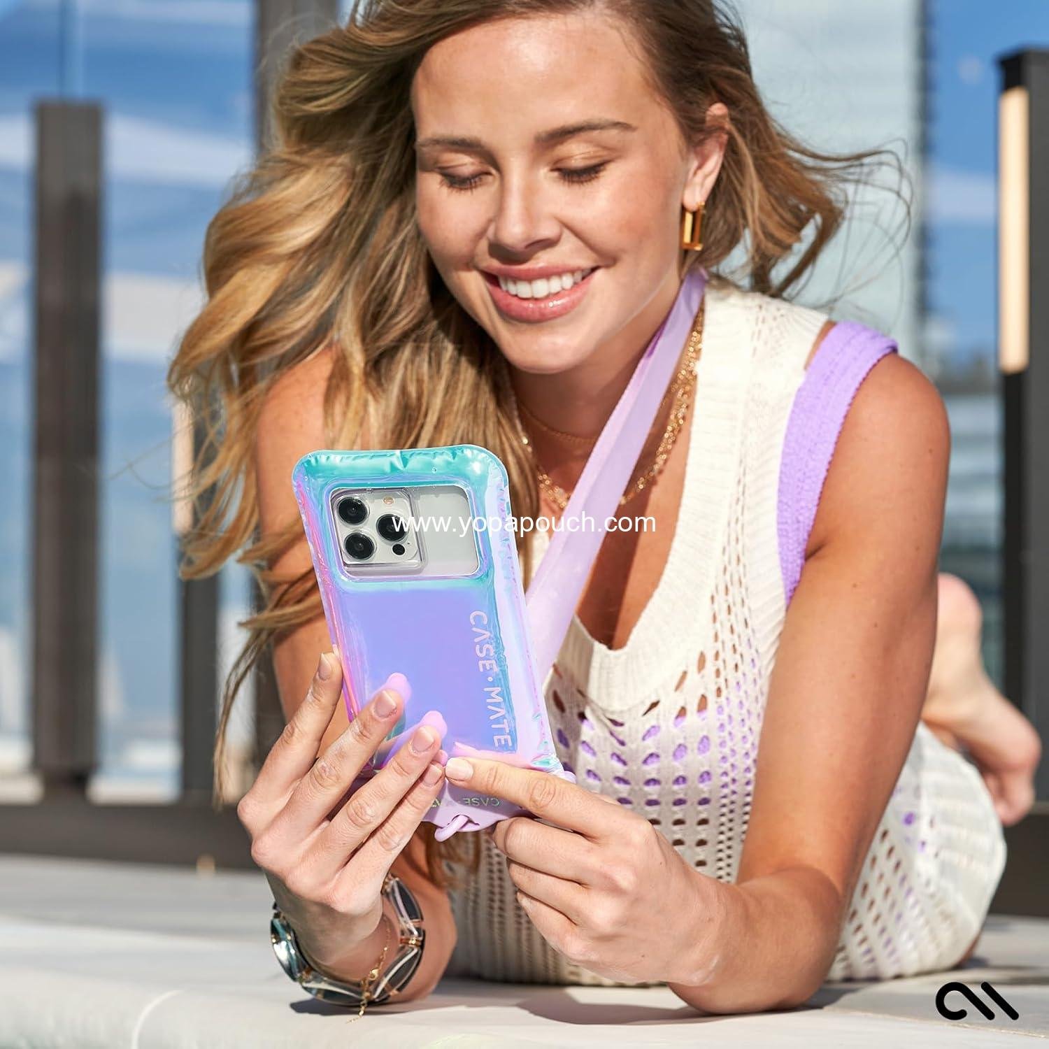 Wholesale IP68 Waterproof Phone Pouch - Floating Case with Crossbody Lanyard - Essential Travel Accessory - Touchscreen Friendly - Compatible with All Devices - Iridescent - Supplier