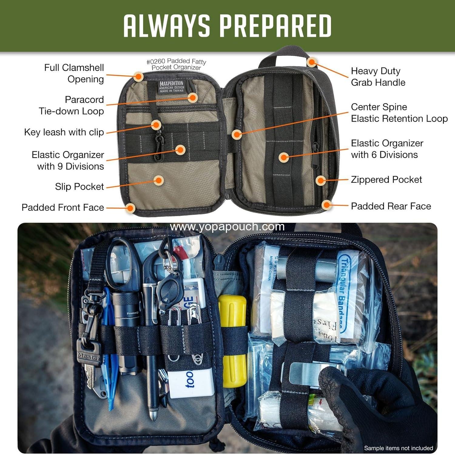 Wholesale Padded Fatty Pocket Organizer (5” x 2” x 7”) EDC Pouch, Tactical Tool Pouch for Organization, MOLLE Accessories for Everyday Carry, Supplier