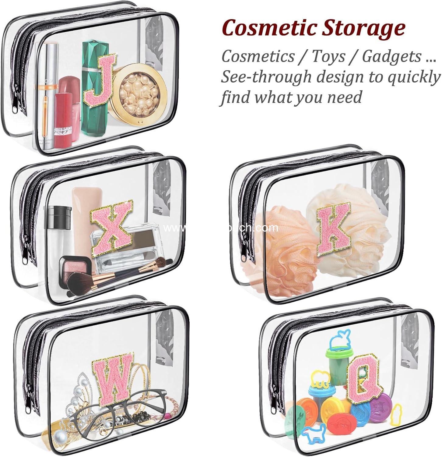 Wholesale Waterproof Clear Toiletry Bag, Portable Travel Cosmetic Organizer with Zipper, Chenille Letter Design for Men and Women, Travel Essentials (Size M) - Supplier