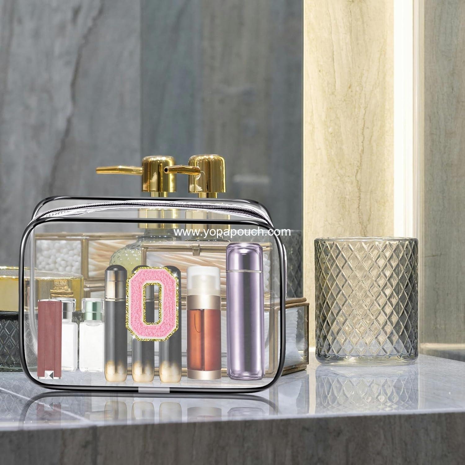 Wholesale Waterproof Clear Toiletry Bag, Portable Travel Cosmetic Organizer with Zipper, Chenille Letter Design for Men and Women, Travel Essentials (Size M) - Supplier