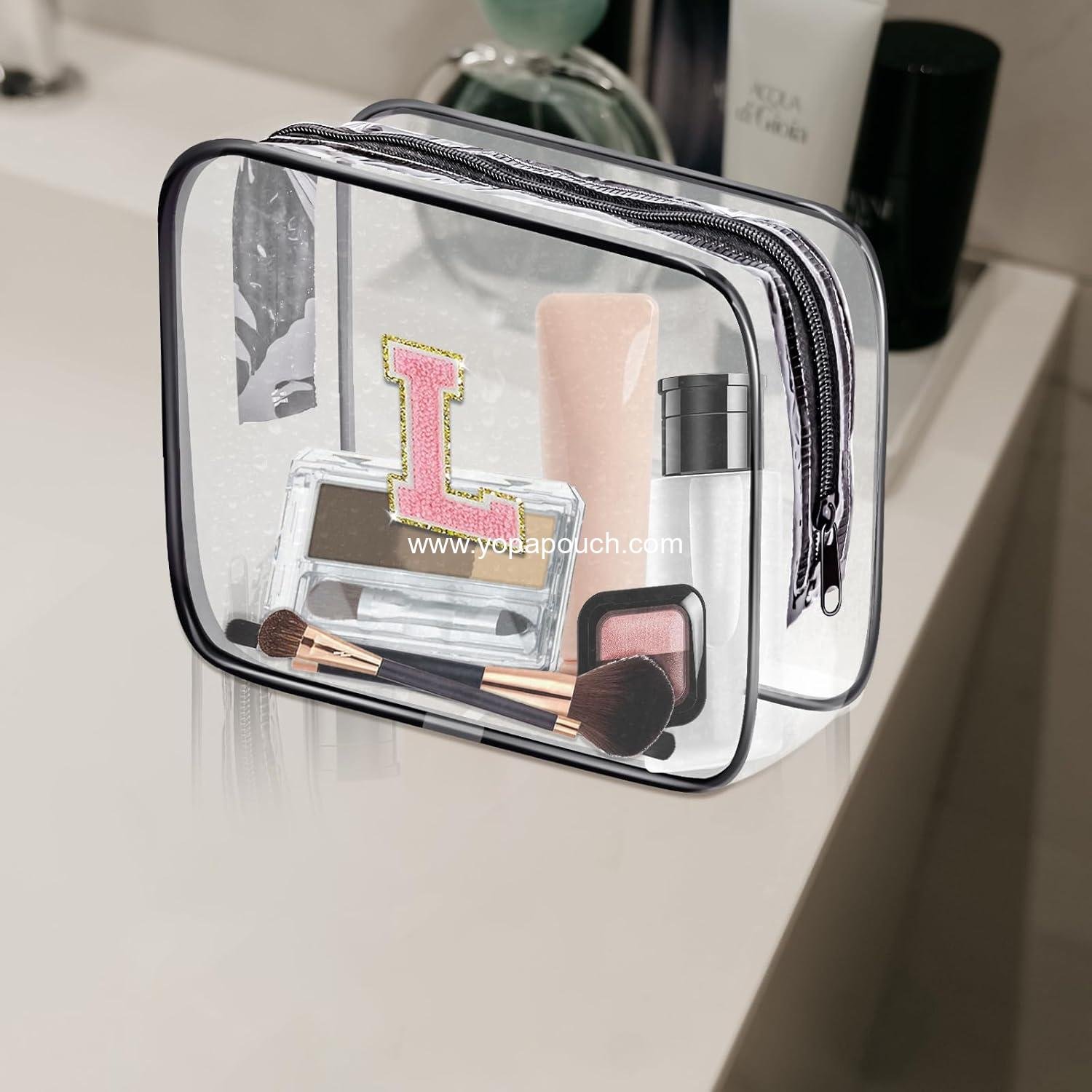 Wholesale Waterproof Clear Toiletry Bag, Portable Travel Cosmetic Organizer with Zipper, Chenille Letter Design for Men and Women, Travel Essentials (Size M) - Supplier
