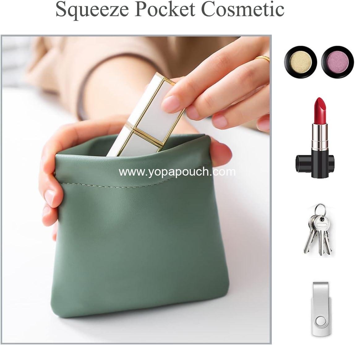 Wholesale Waterproof Leather Squeeze Makeup Pouch - 3Pcs Portable Travel Cosmetic Bag, Self-Closing Toiletry Organizer - Supplier