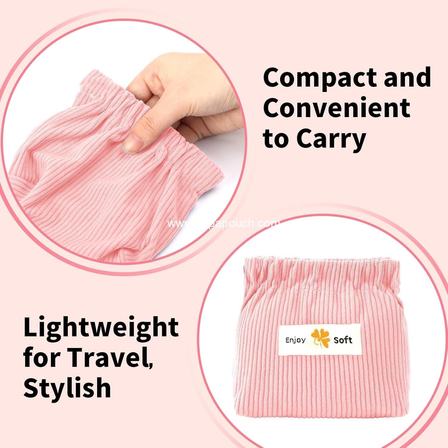 Wholesale 6pc Corduroy Elastic Hair Tie Organizer Storage Bag and Makeup Pouch, 5.11 x 1.96 x 4.72 IN, Milky White, Green, Blue, Coffee, Pink, Purple, Supplier