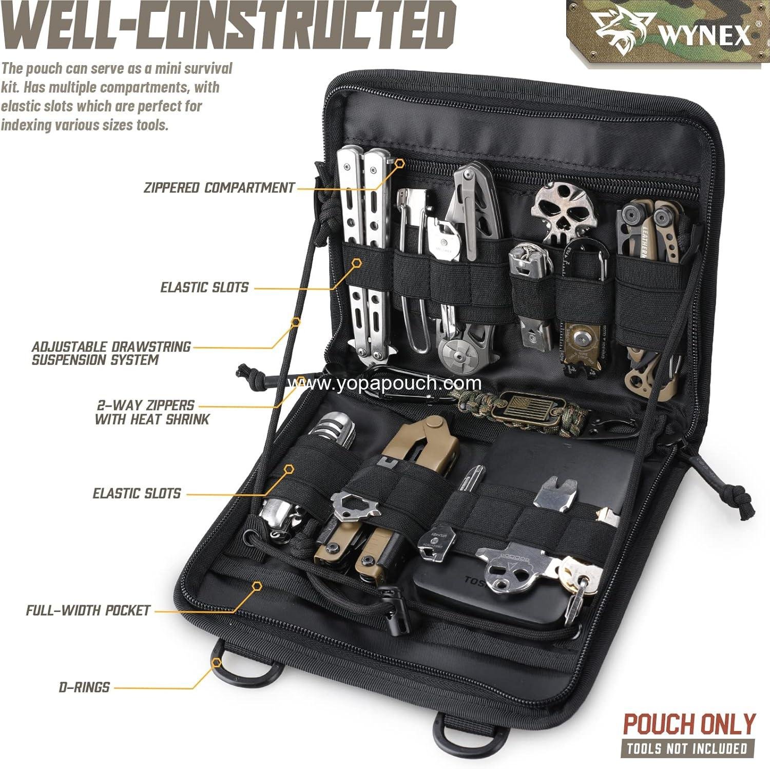 Wholesale Tactical Folding Admin Pouch, Molle Tool Bag with Laser-Cut Design, Utility Organizer EDC Medical Bag, Modular Tactical Waist Pouch with U.S. Patch, Supplier