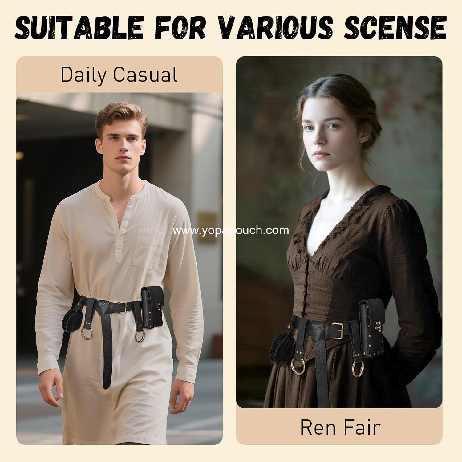 Wholesale Renaissance Belt with Pouch Waist Bag - Coin Purse for Pirate, Renaissance Accessories for Festivals, Cosplay & Halloween (Black) Supplier Wholesale Renaissance Belt with Pouch Waist Bag - Coin Purse for Pirate, Renaissance Accessories for Festivals, Cosplay & Halloween (Black) Supplier