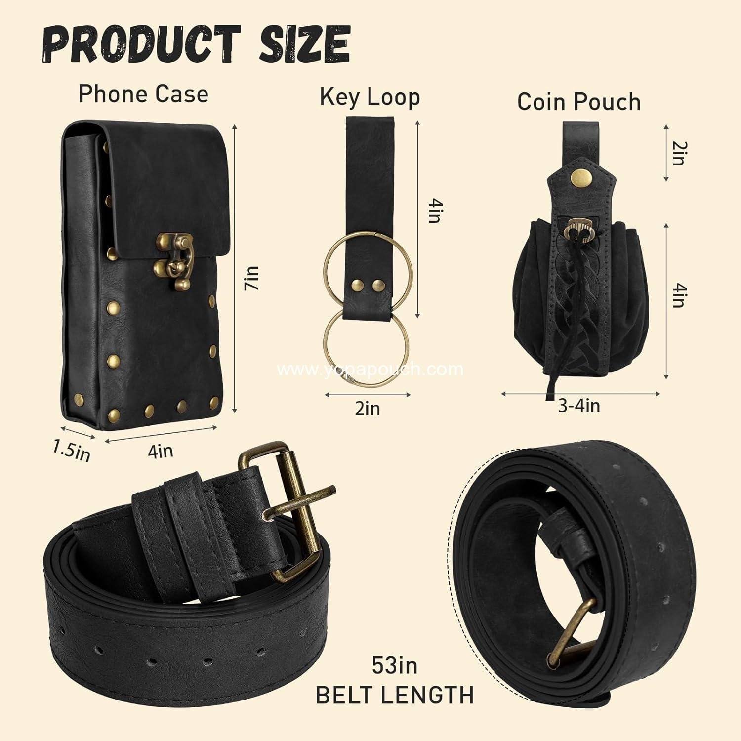 Wholesale Renaissance Belt with Pouch Waist Bag - Coin Purse for Pirate, Renaissance Accessories for Festivals, Cosplay & Halloween (Black) Supplier Wholesale Renaissance Belt with Pouch Waist Bag - Coin Purse for Pirate, Renaissance Accessories for Festivals, Cosplay & Halloween (Black) Supplier