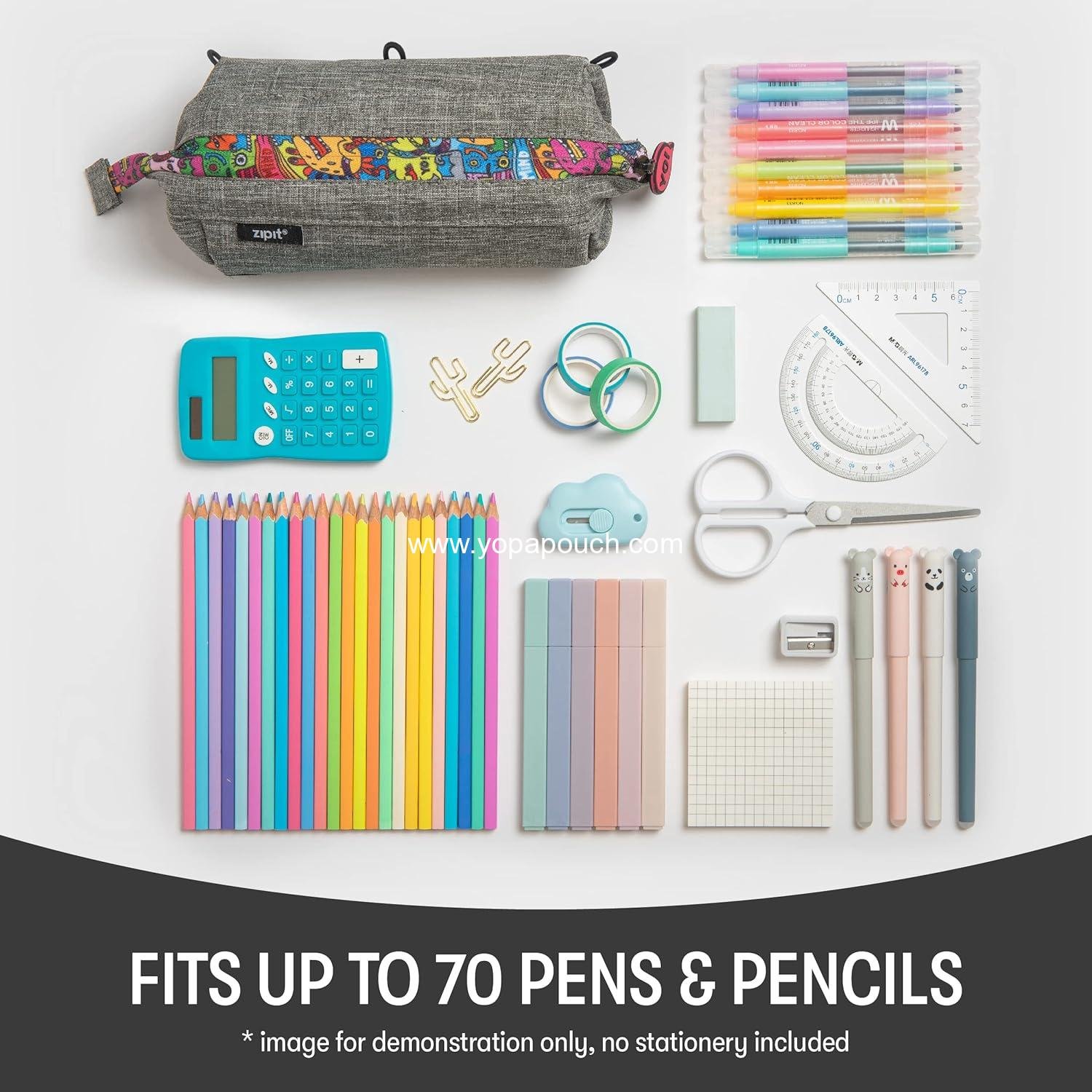 Wholesale Large Capacity Zipper Pouch for School, Stationery Bag for Teens and Adults, Grey - Supplier