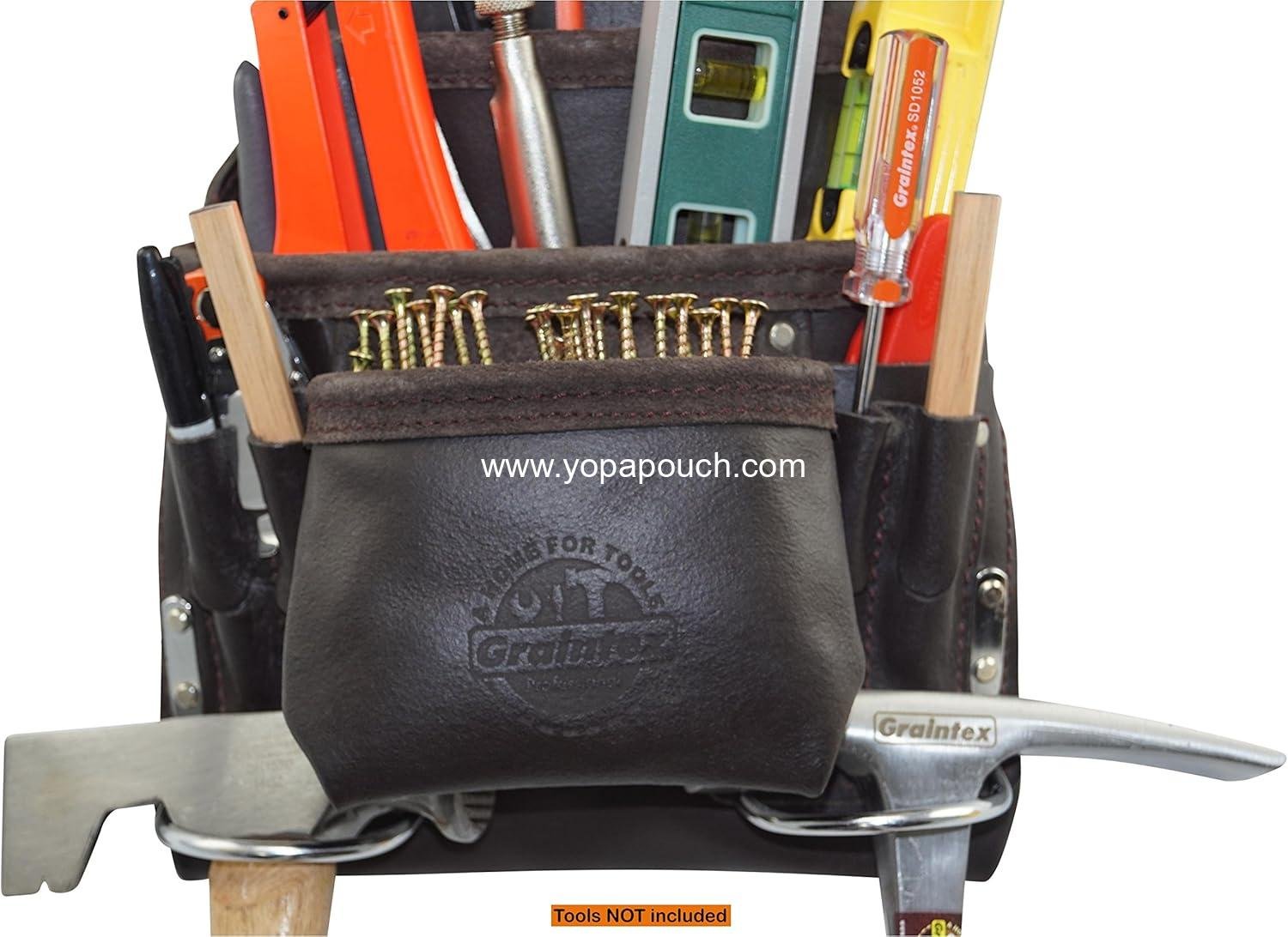 Wholesale 10 Pocket Tool Pouch Oil Tanned Leather for Constructors Electricians Plumbers Framers Supplier