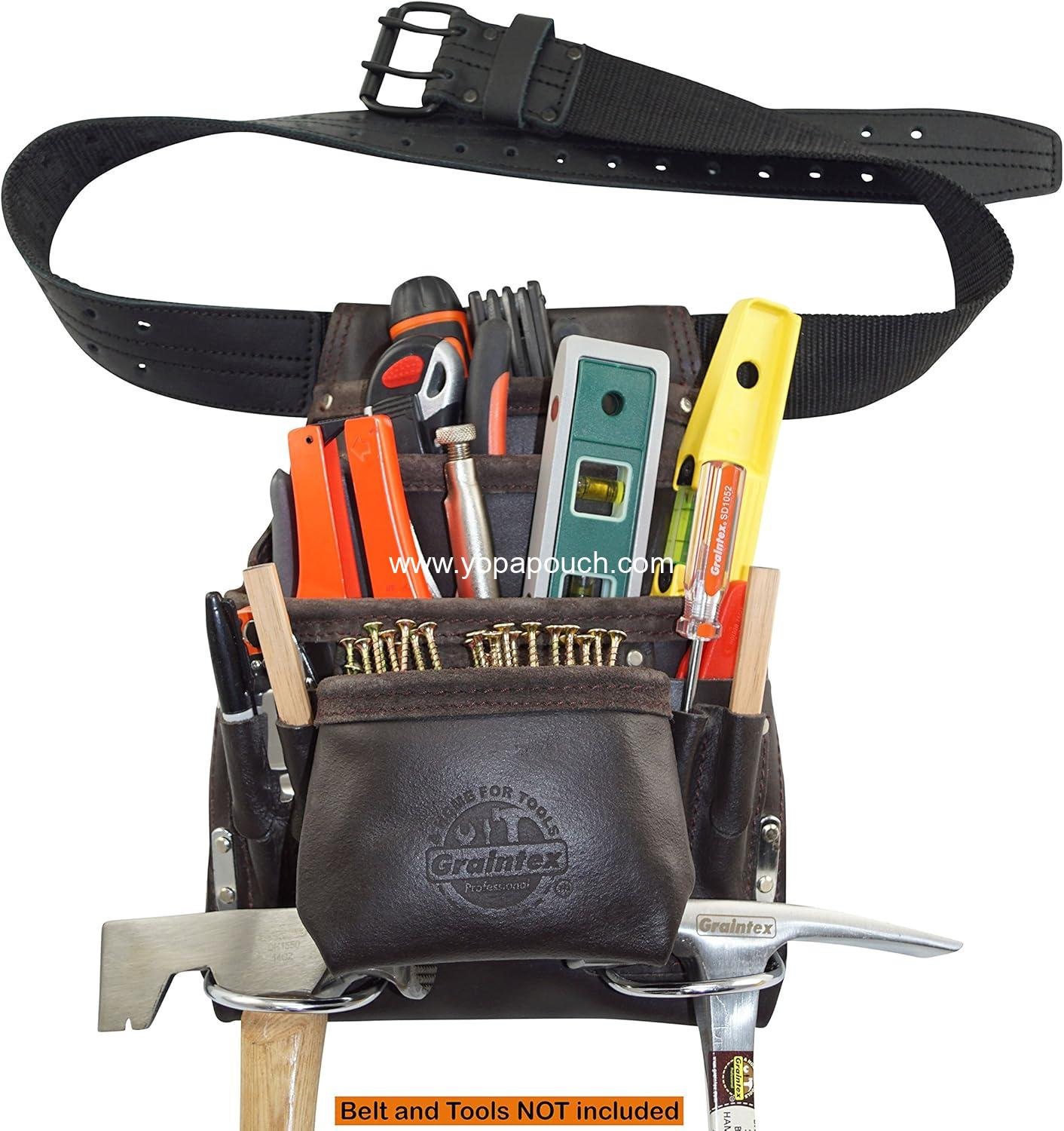 Wholesale 10 Pocket Tool Pouch Oil Tanned Leather for Constructors Electricians Plumbers Framers Supplier