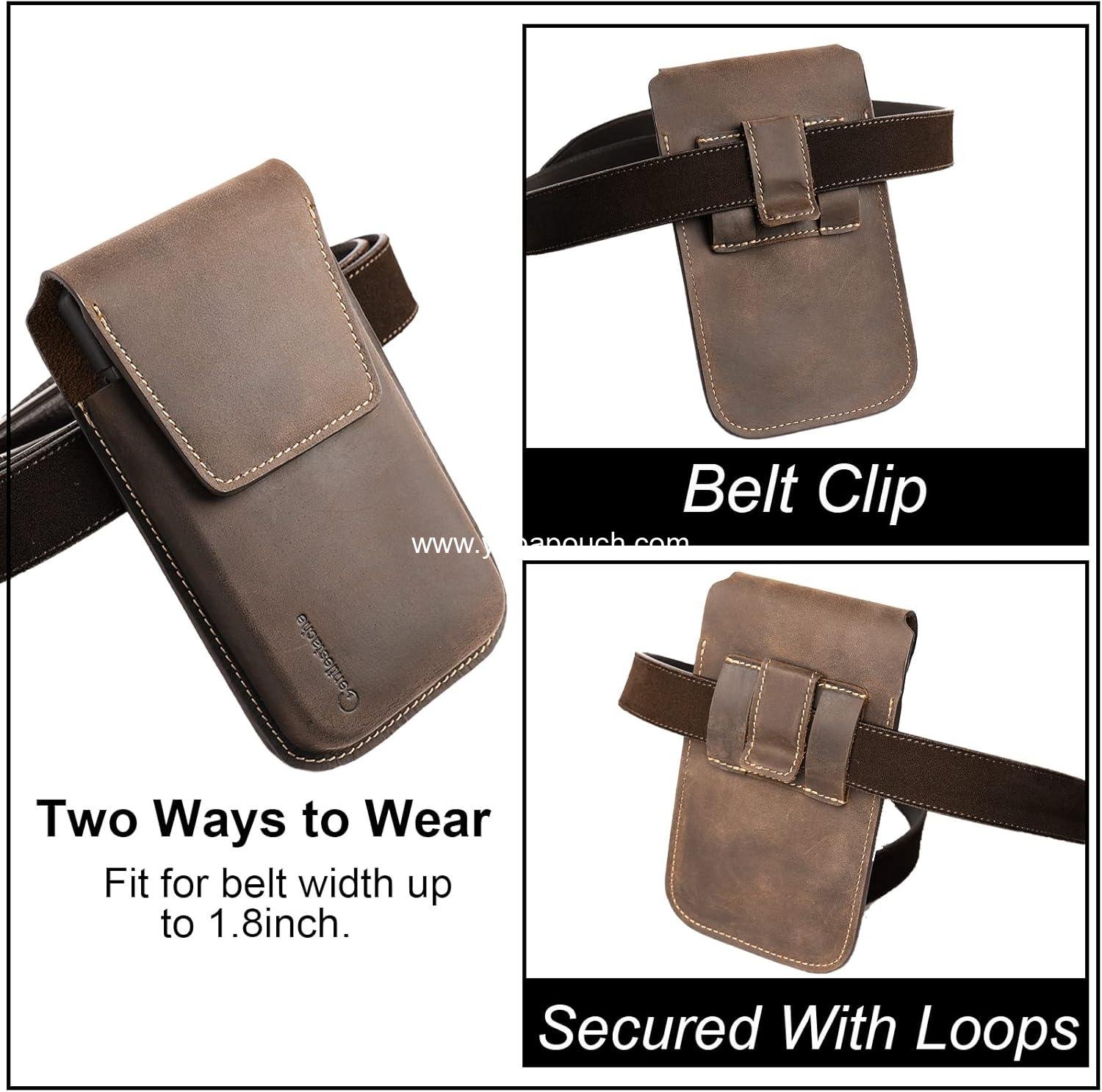 Wholesale Leather Cell Phone Holster with Belt Clip, Flip Case for iPhone 14 13 Pro Max, Holder for S22 Plus, Universal Pouch for Large Phones, Dark Brown Supplier Wholesale Leather Cell Phone Holster with Belt Clip, Flip Case for iPhone 14 13 Pro Max, Holder for S22 Plus, Universal Pouch for Large Phones, Dark Brown Supplier