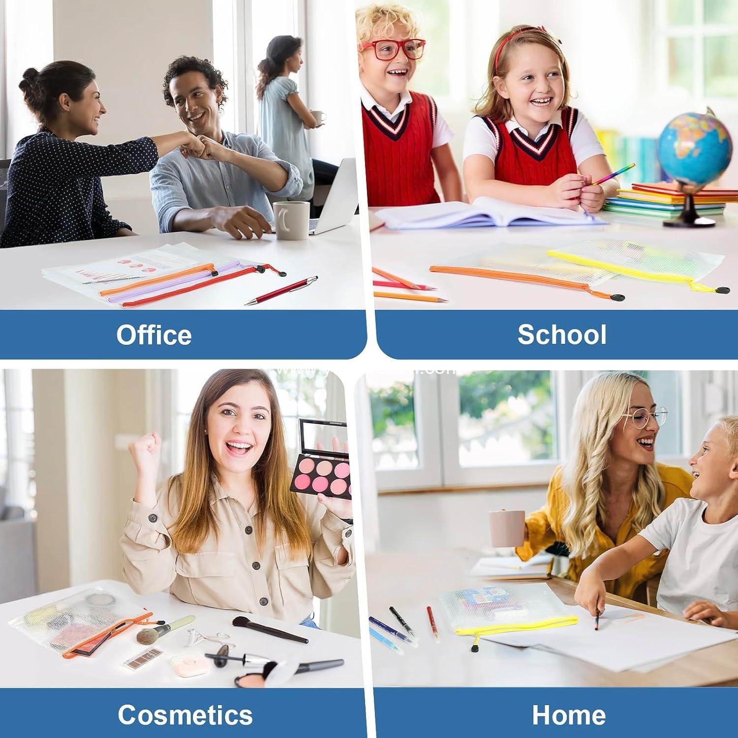 Wholesale 32pcs Mesh Zipper Pouch Bags - 8 Sizes, 8 Colors for Organizing, Board Game Storage, Travel, School Office Supplier