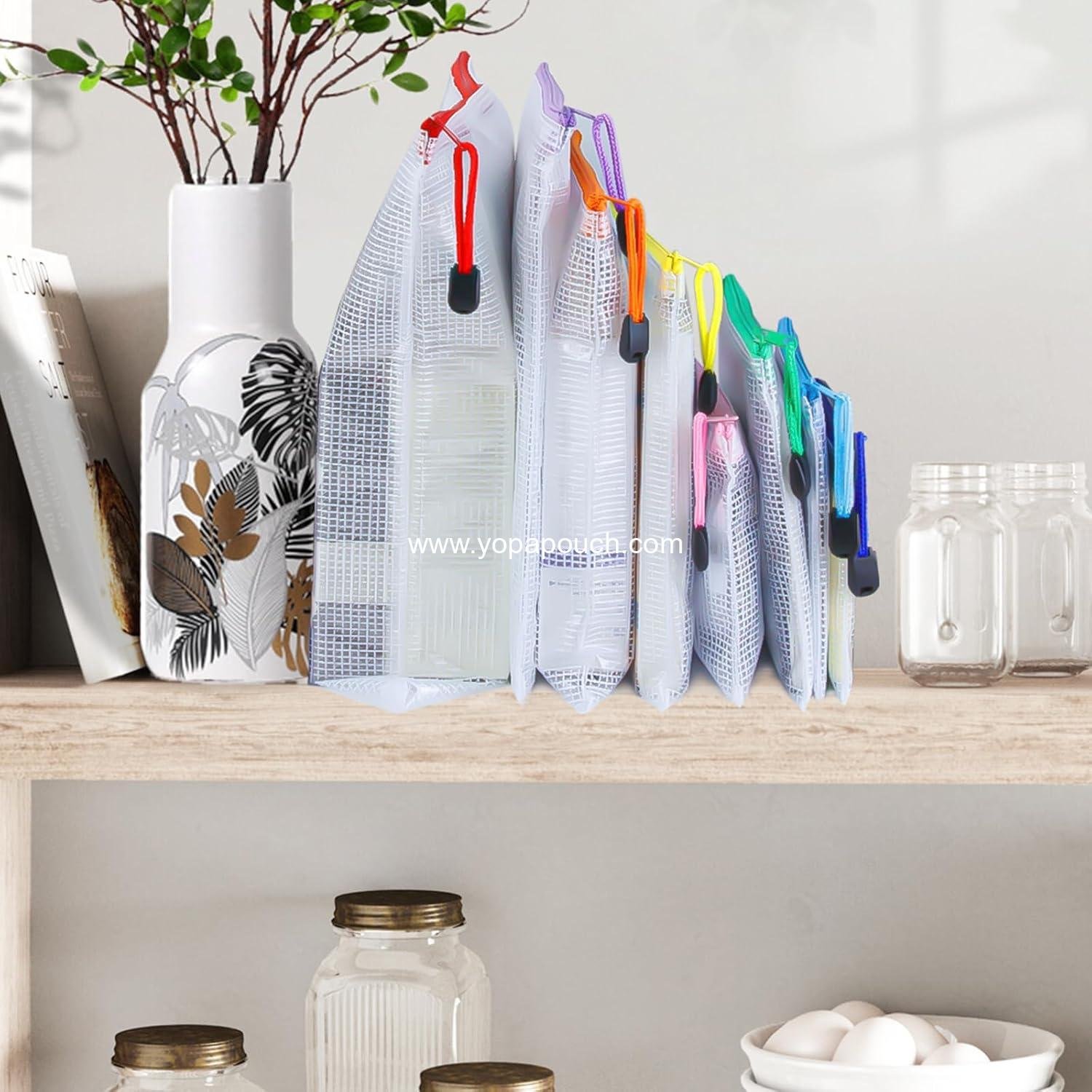 Wholesale 32pcs Mesh Zipper Pouch Bags - 8 Sizes, 8 Colors for Organizing, Board Game Storage, Travel, School Office Supplier