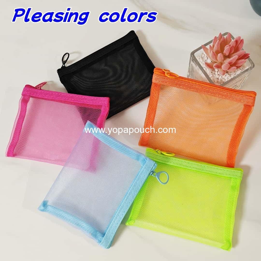 Wholesale Small Mesh Zipper Pouch Bags 5 Pack - Travel Pouches for Daily Toiletries, Mini Organizer Bags 5