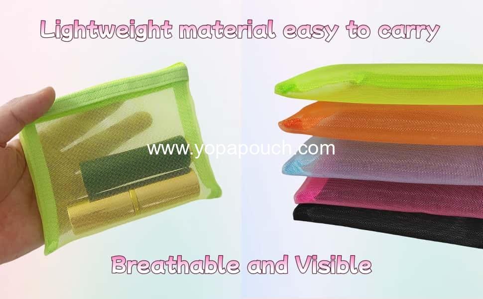 Wholesale Small Mesh Zipper Pouch Bags 5 Pack - Travel Pouches for Daily Toiletries, Mini Organizer Bags 5