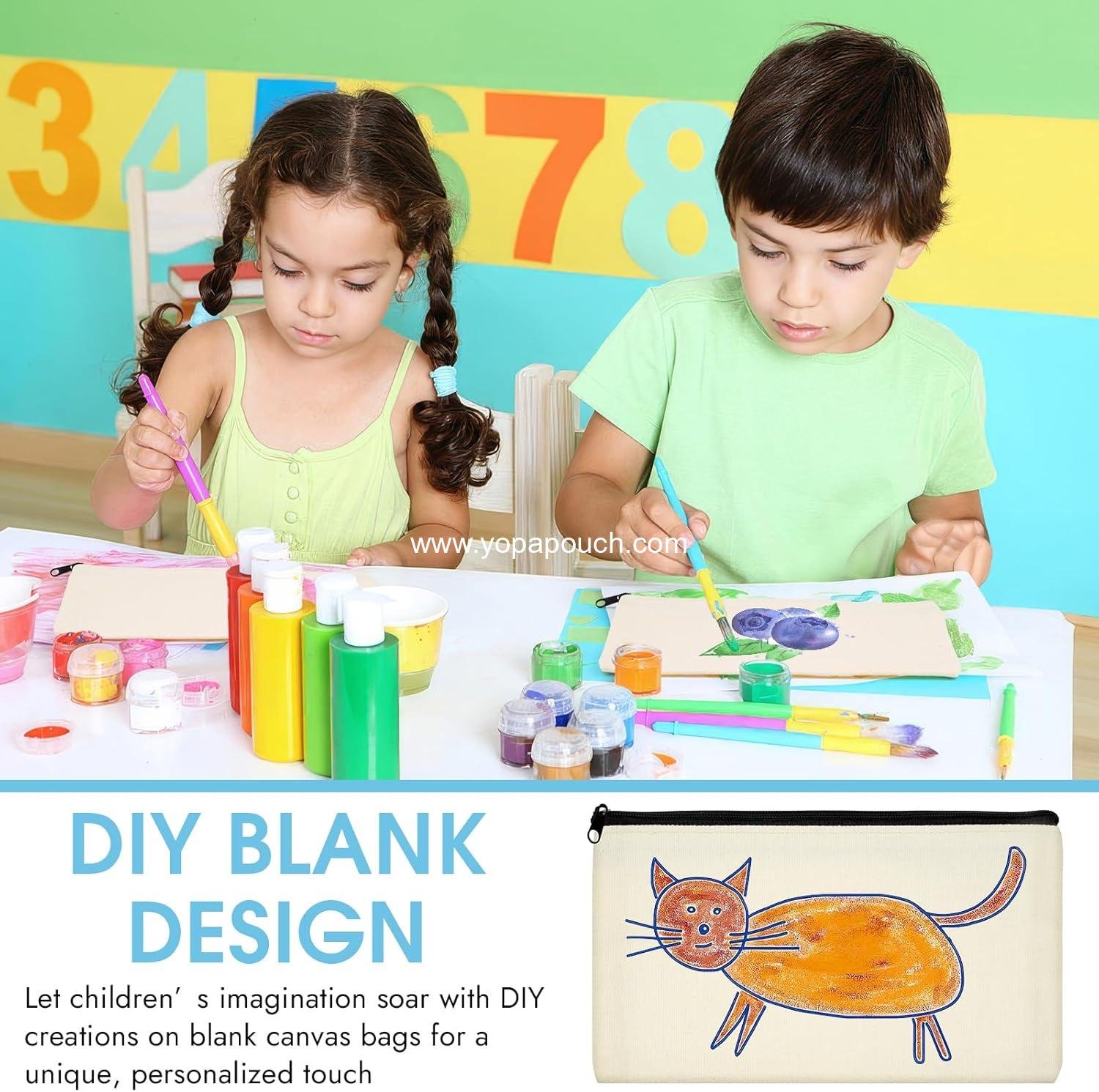 Wholesale Canvas Pencil Pouch, 12 Pack Blank Zipper Makeup Bags, Cosmetic Pouches for DIY Craft, Sublimation Pencil Case Blanks for Travel, Organized - Manufacturer