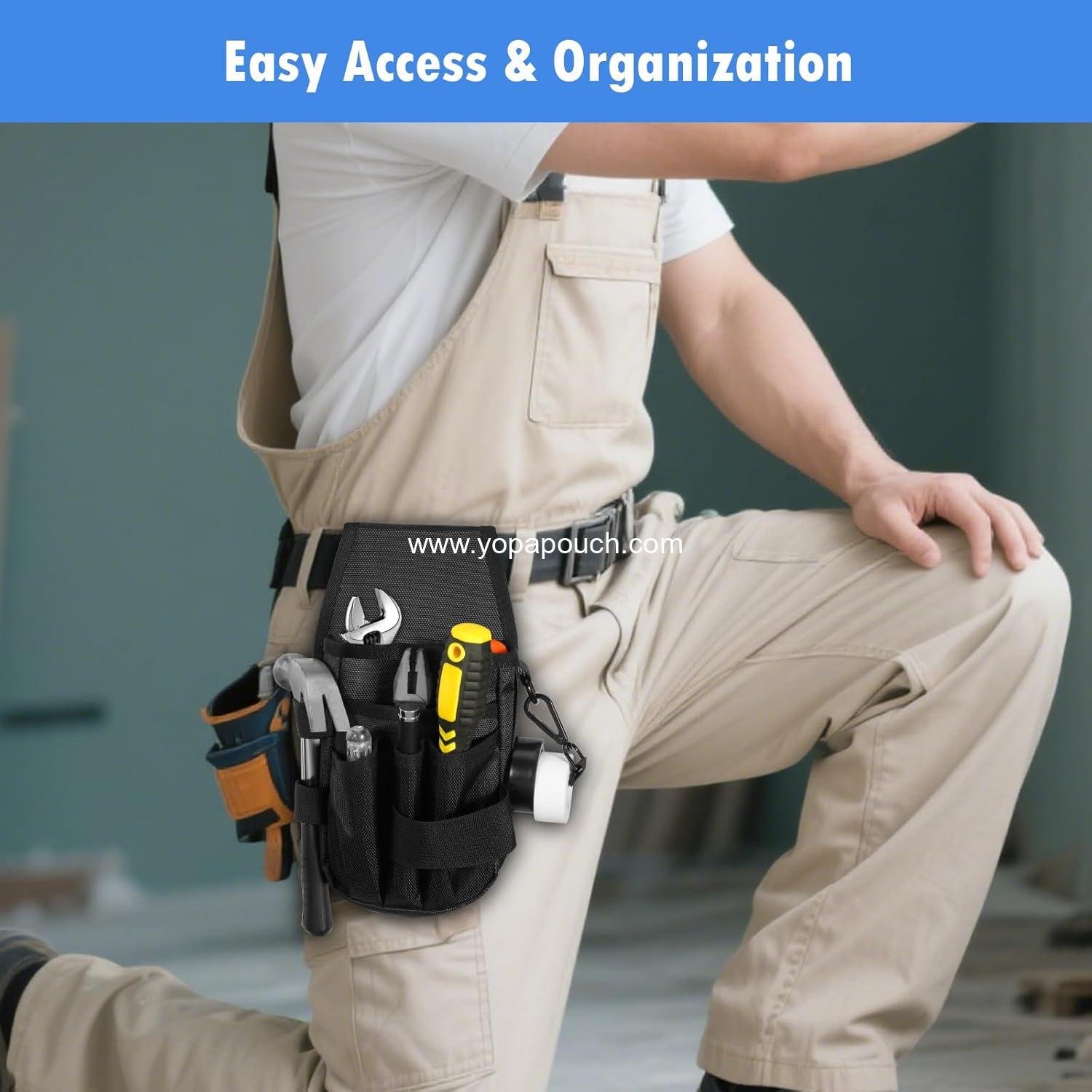 Wholesale Heavy-Duty 5-Pocket Tool Pouch, Black Organizer for Electricians, Carpenters, and Technicians, Side Belt Holster, Small Design, Supplier