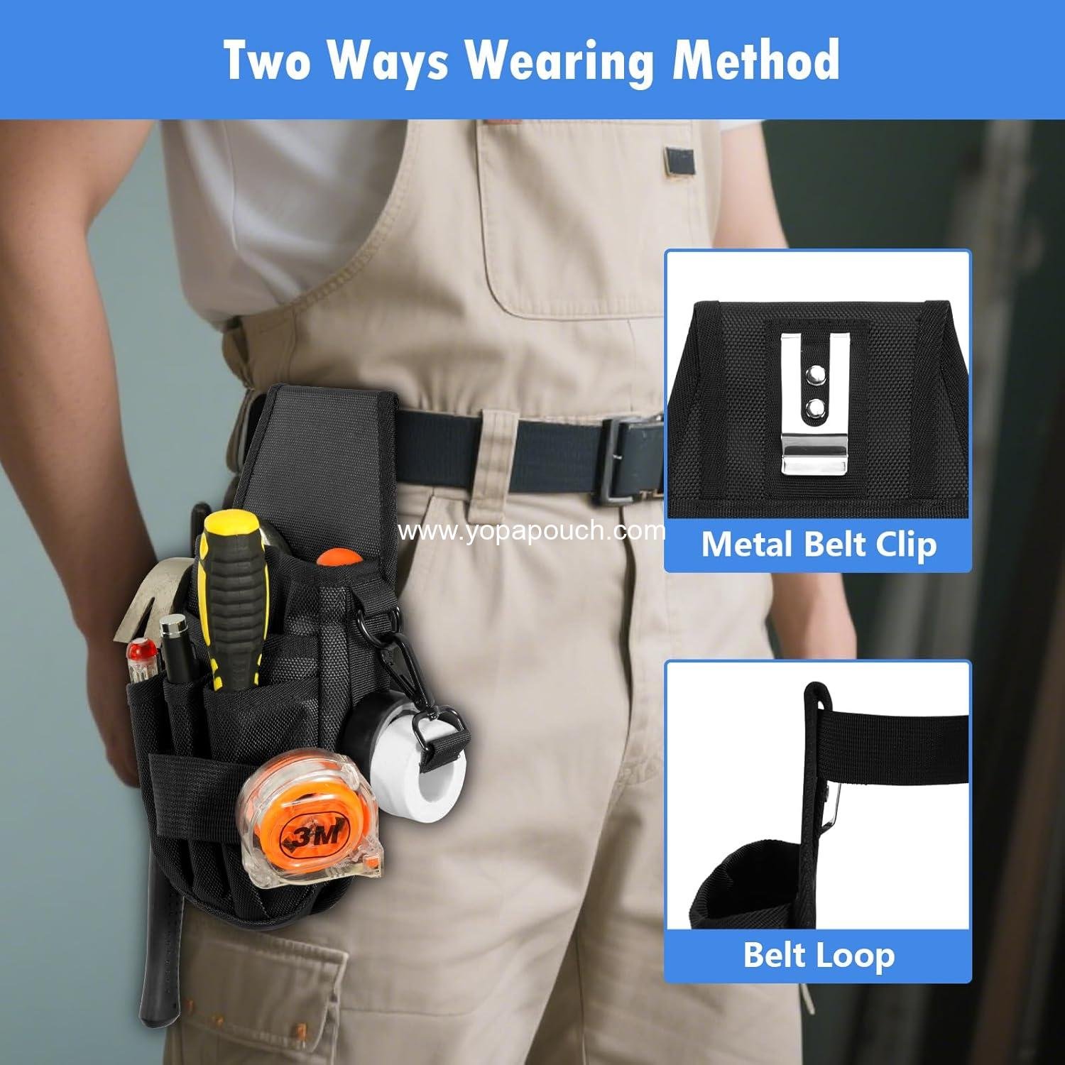 Wholesale Heavy-Duty 5-Pocket Tool Pouch, Black Organizer for Electricians, Carpenters, and Technicians, Side Belt Holster, Small Design, Supplier
