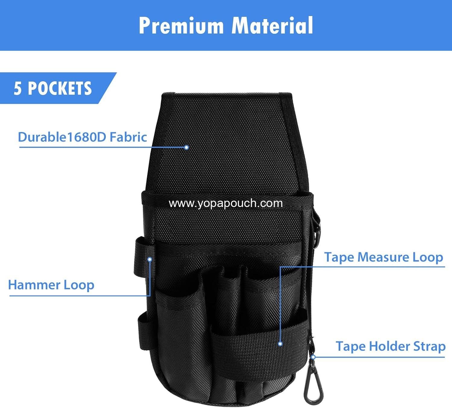 Wholesale Heavy-Duty 5-Pocket Tool Pouch, Black Organizer for Electricians, Carpenters, and Technicians, Side Belt Holster, Small Design, Supplier