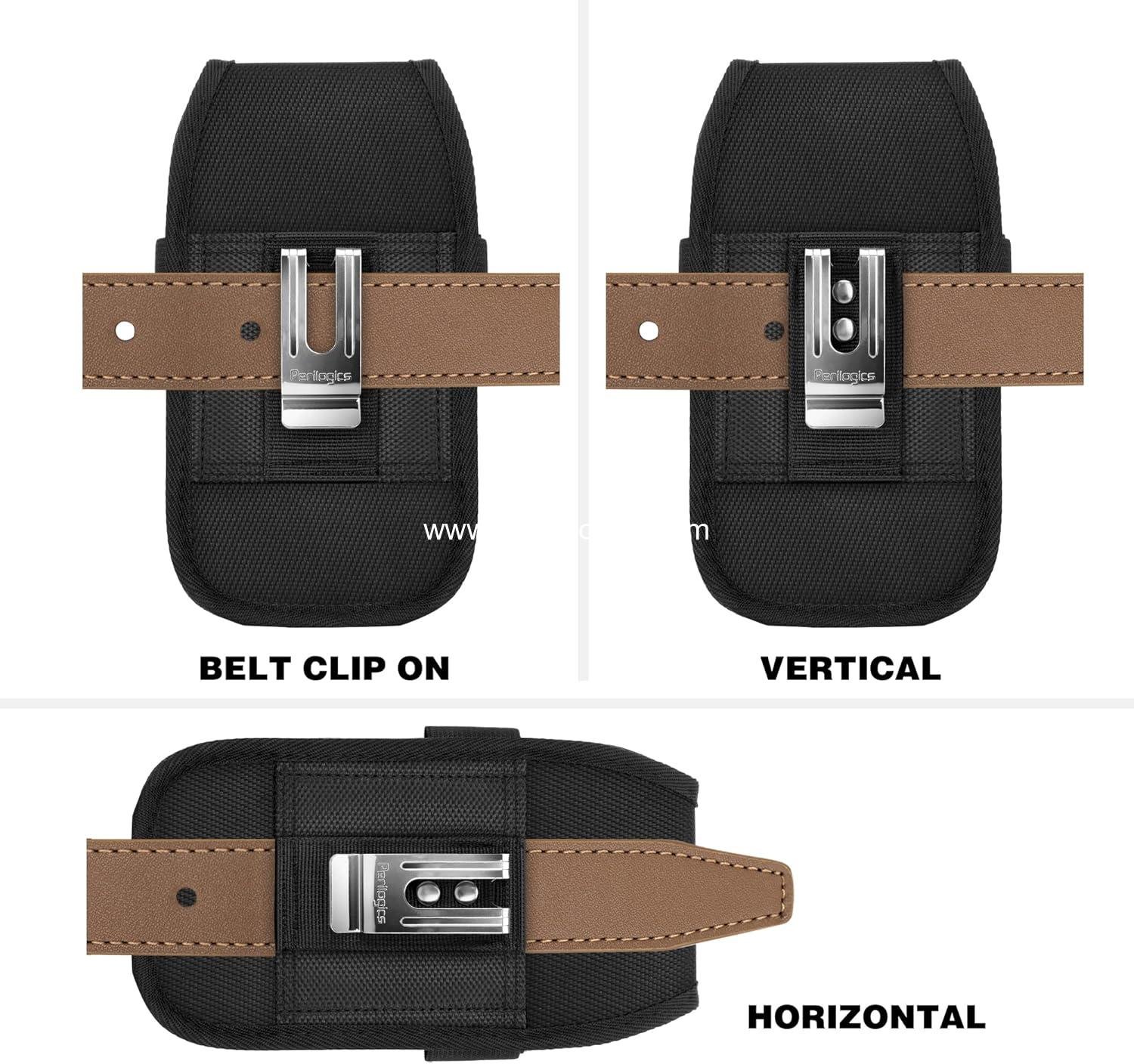 Wholesale Nylon Cell Phone Belt Holster for iPhone 17 Pro Max, 16 Pro Max, 16 Plus, 15 Pro Max, 15 Plus, 14 Pro Max with Rugged Case - Cell Phone Pouch with Storage & Card Slot, Supplier