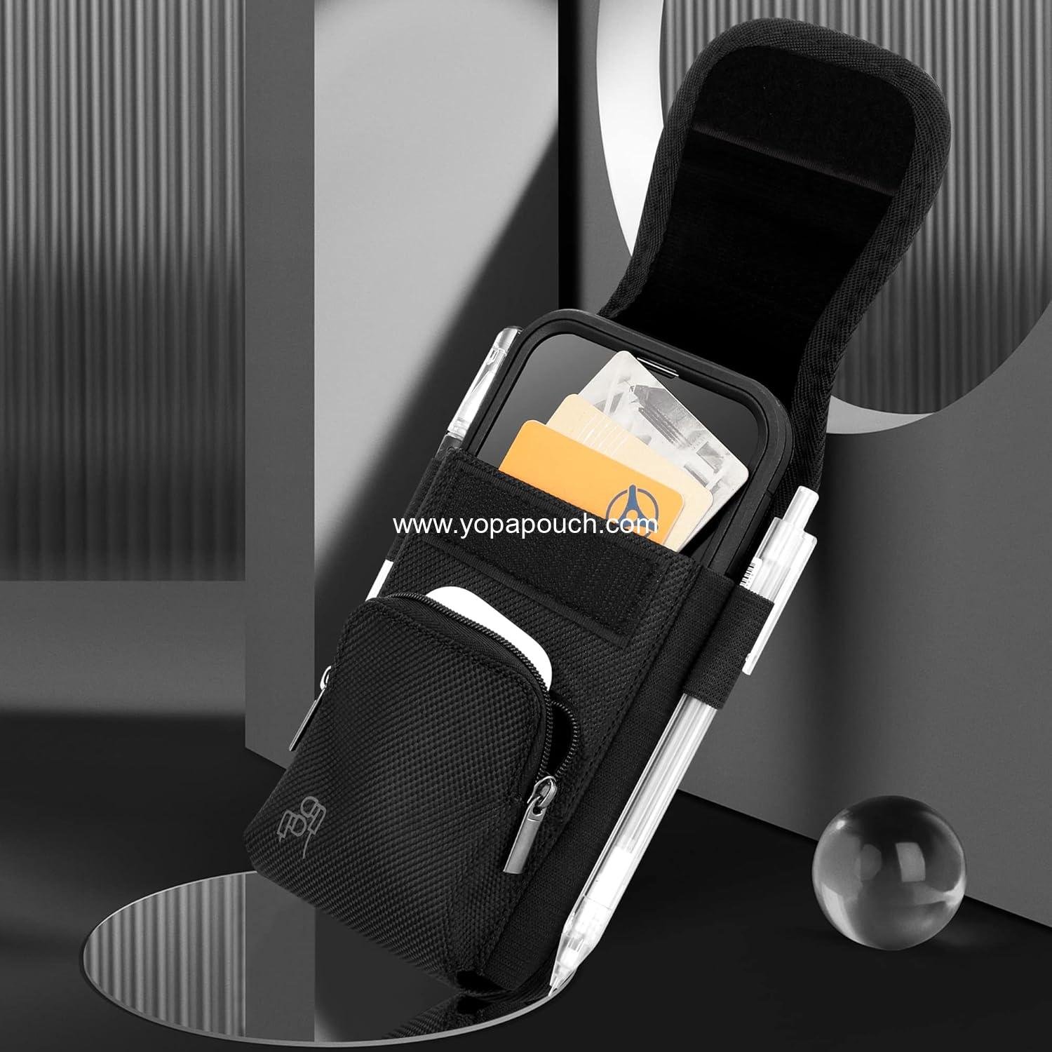 Wholesale Nylon Cell Phone Belt Holster for iPhone 17 Pro Max, 16 Pro Max, 16 Plus, 15 Pro Max, 15 Plus, 14 Pro Max with Rugged Case - Cell Phone Pouch with Storage & Card Slot, Supplier