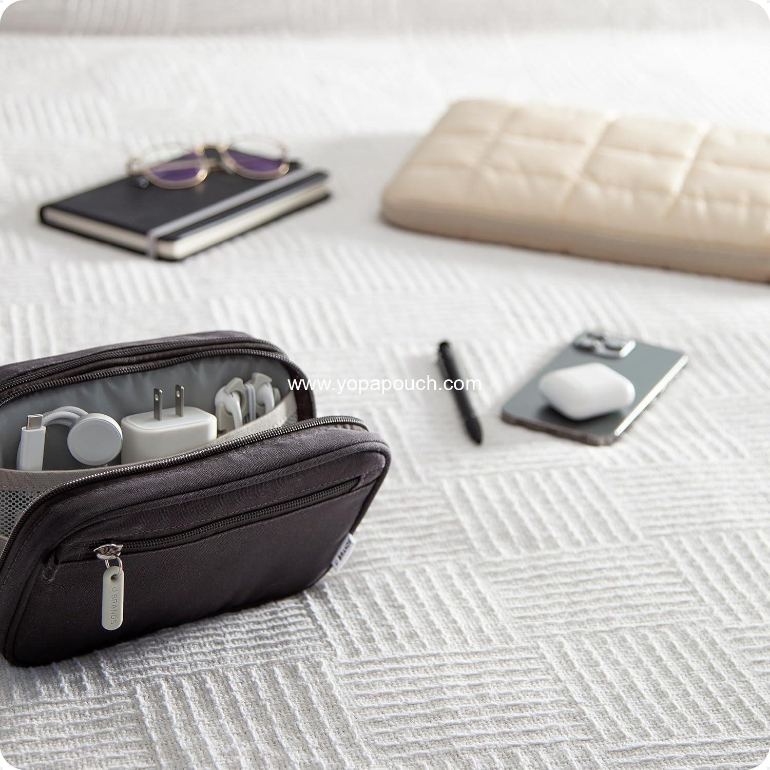 Wholesale Dual Zip Canvas Tech Organizer Pouch, 7.8