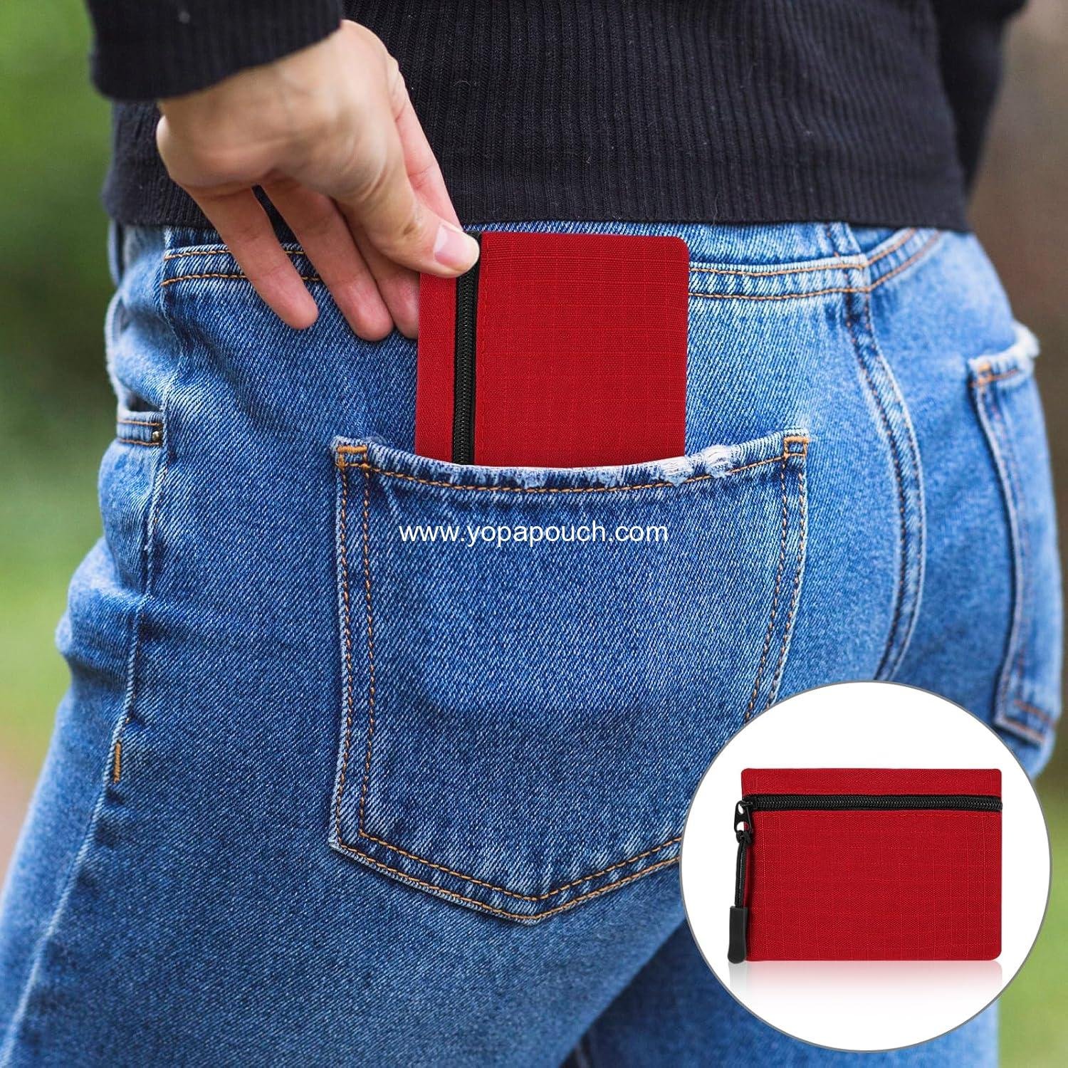 Wholesale Mini Canvas Coin Purse Small Change Pouch Portable Zipper Coin Bag for Women (Red) - Supplier
